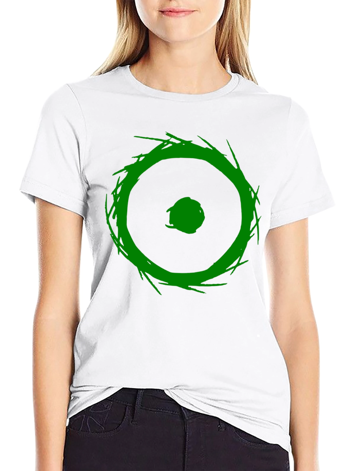 Abstract Green Graphic Print Black T-Shirt