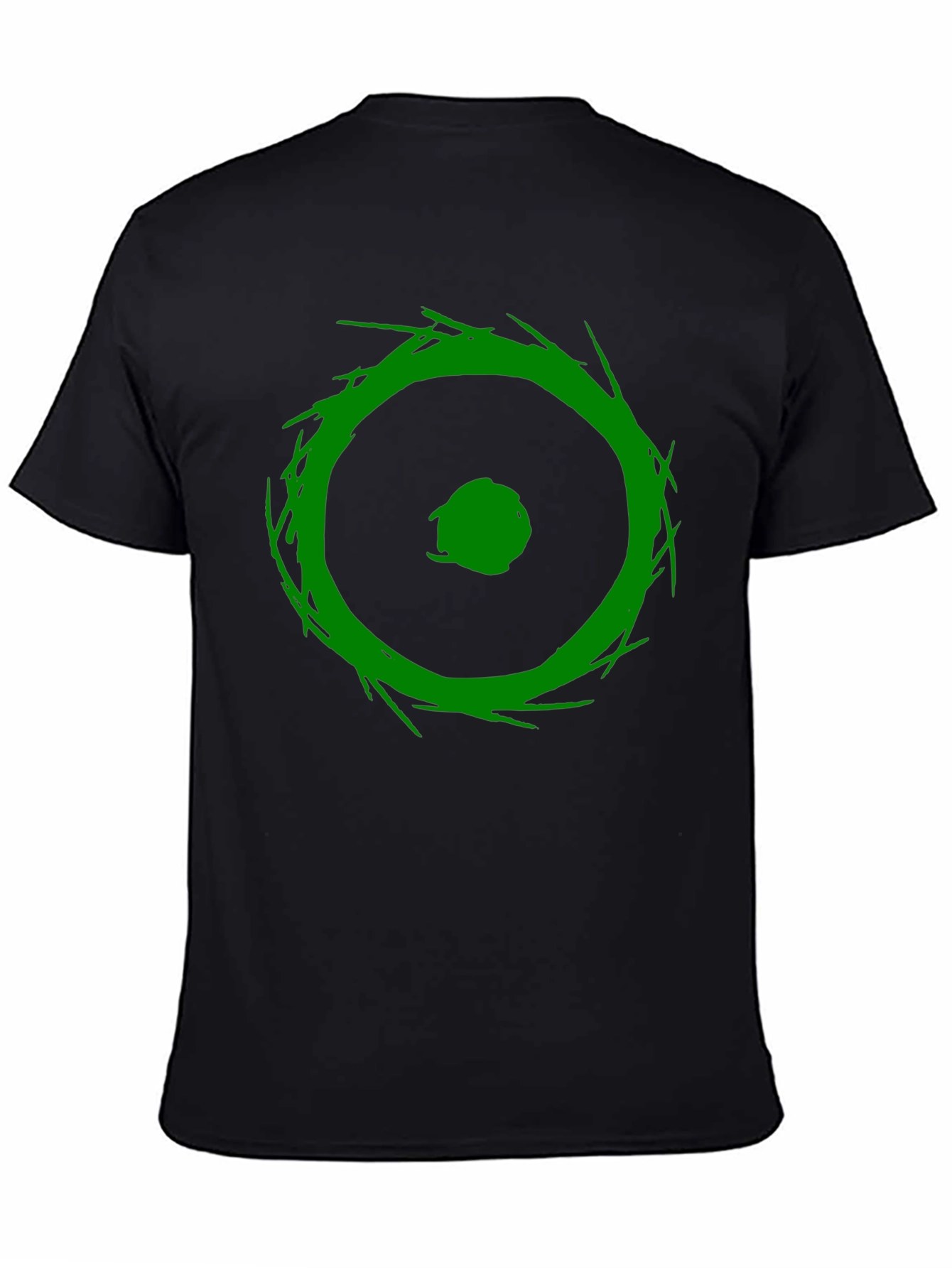 Abstract Green Graphic Print Black T-Shirt