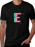 Letter E Graphic Tee - Modern Brushstroke Design