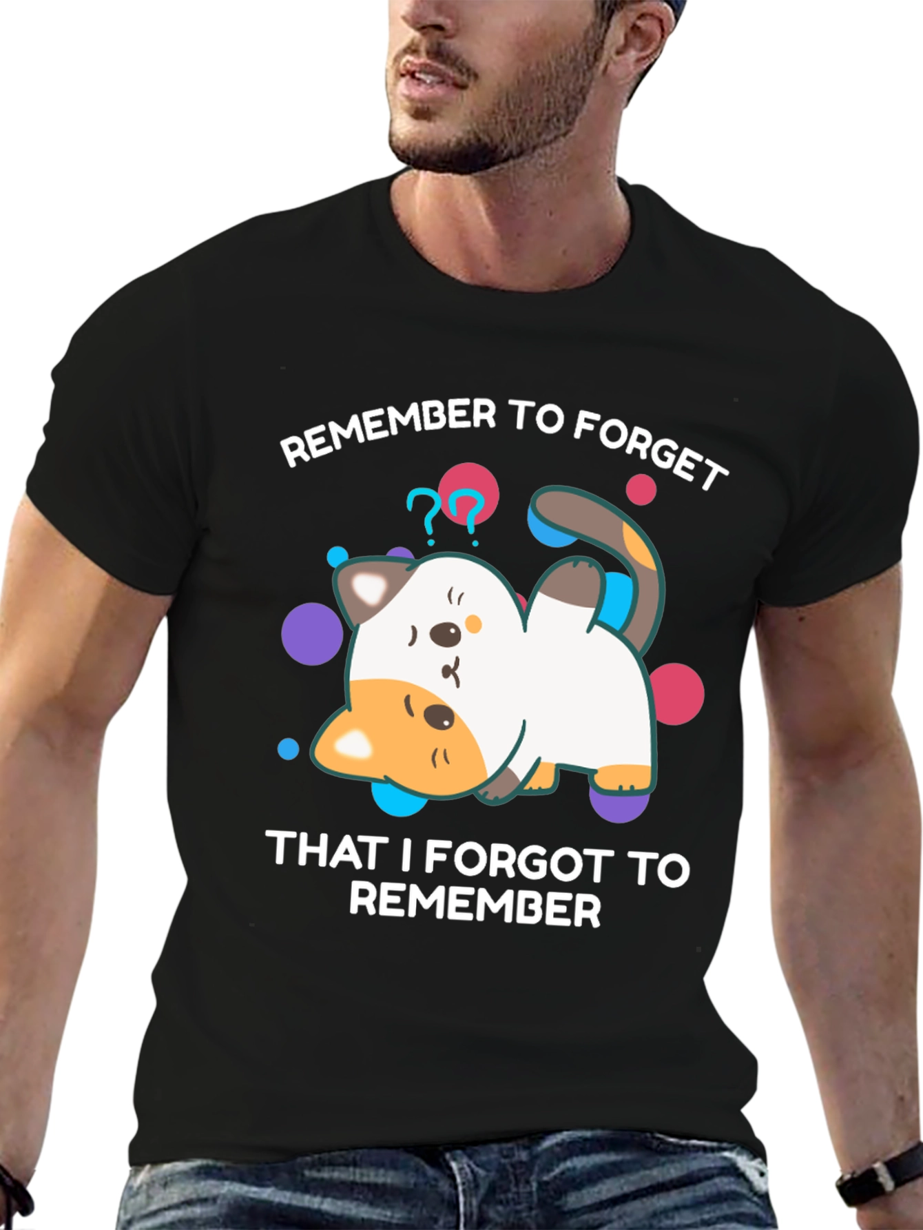 Forgetful Cat T-Shirt - Funny Graphic Tee