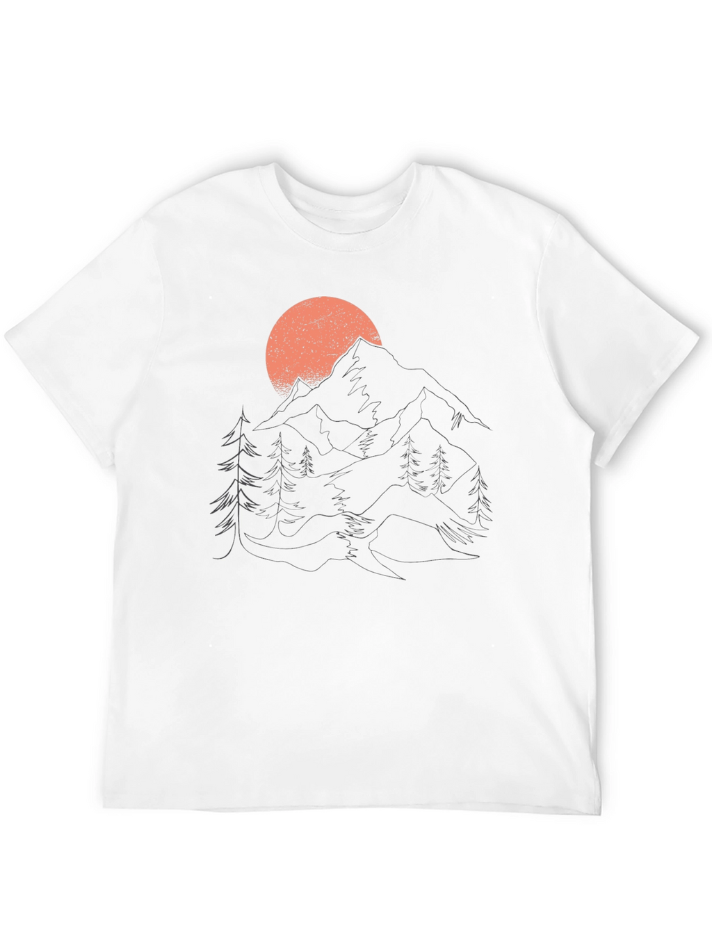 Mountain Sunset Graphic Tee - Black Cotton Casual Shirt
