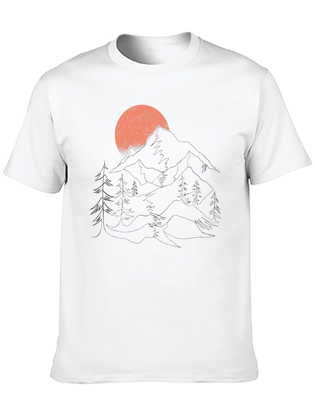 Mountain Sunset Graphic Tee - Black Cotton Casual Shirt