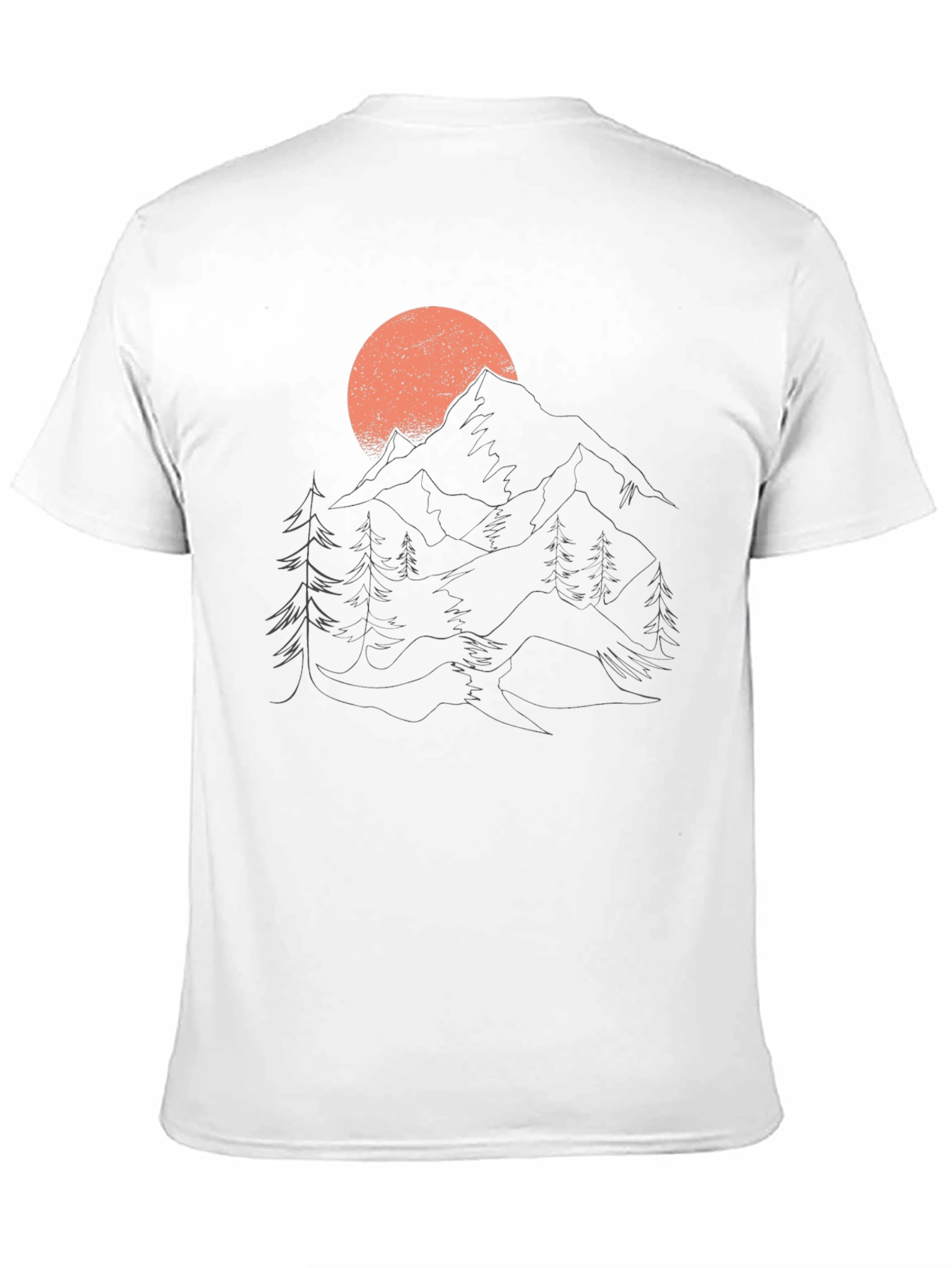 Mountain Sunset Graphic Tee - Black Cotton Casual Shirt