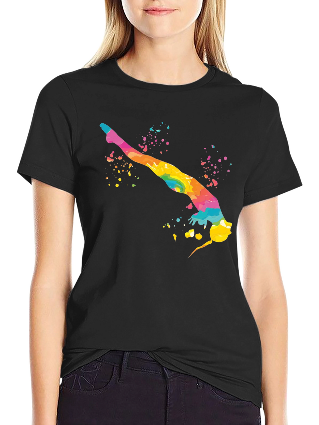 Rainbow Gymnast Black T-Shirt