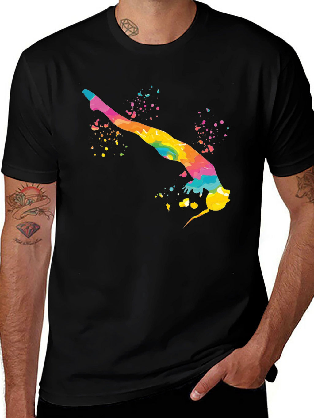 Rainbow Gymnast Black T-Shirt