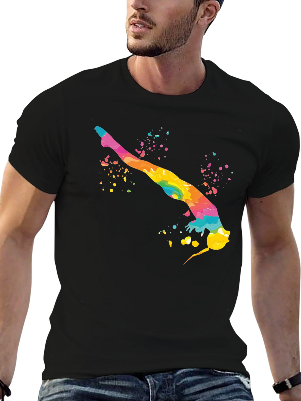 Rainbow Gymnast Black T-Shirt