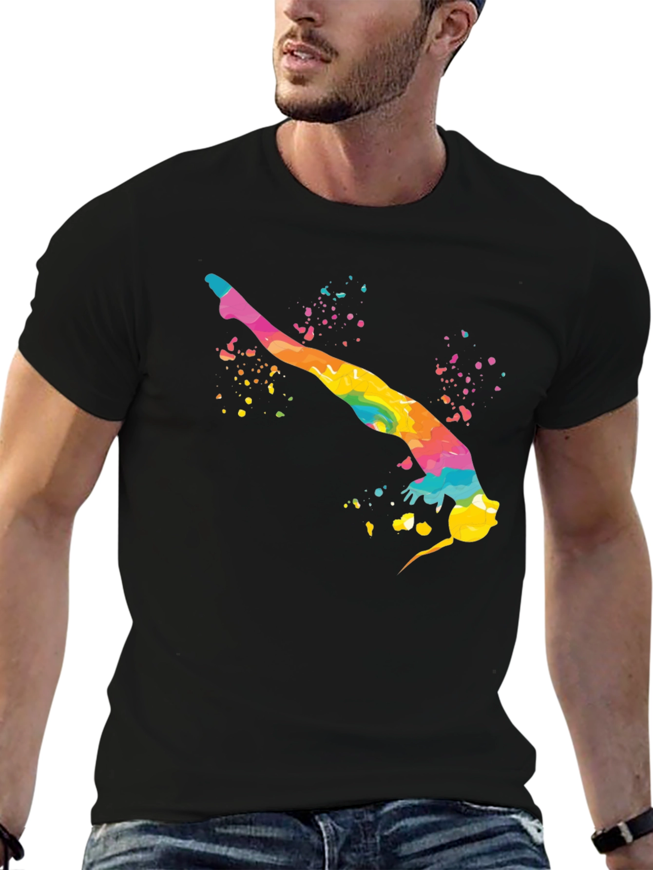 Rainbow Gymnast Black T-Shirt