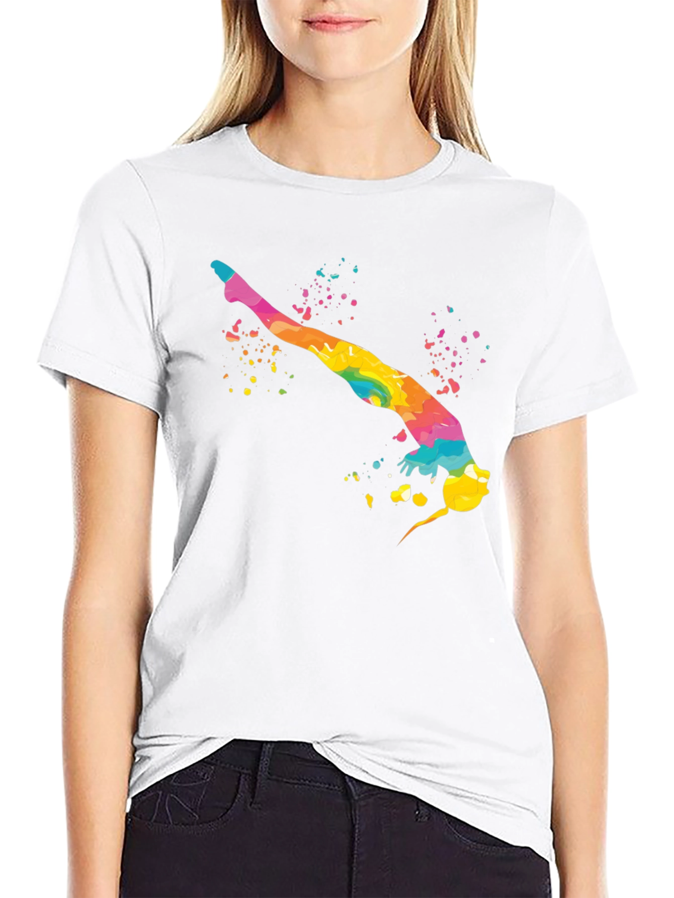 Rainbow Gymnast Black T-Shirt