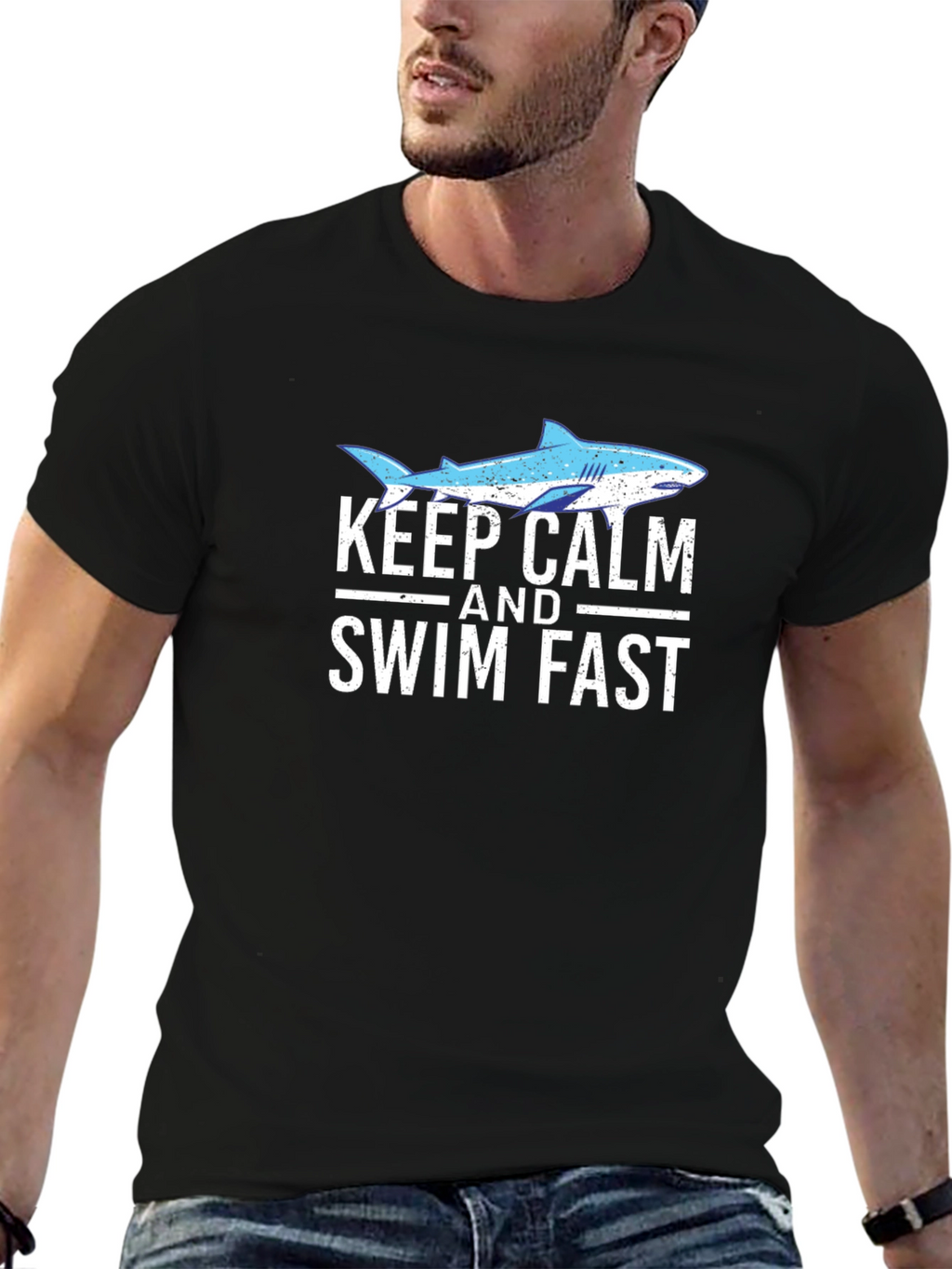 Keep Calm & Swim Fast Shark Graphic Tee