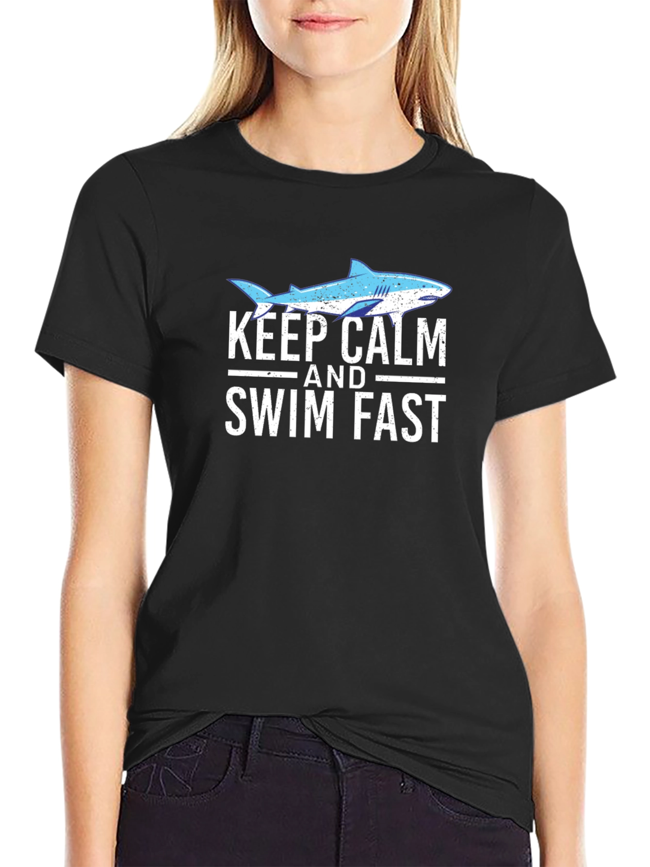Keep Calm & Swim Fast Shark Graphic Tee