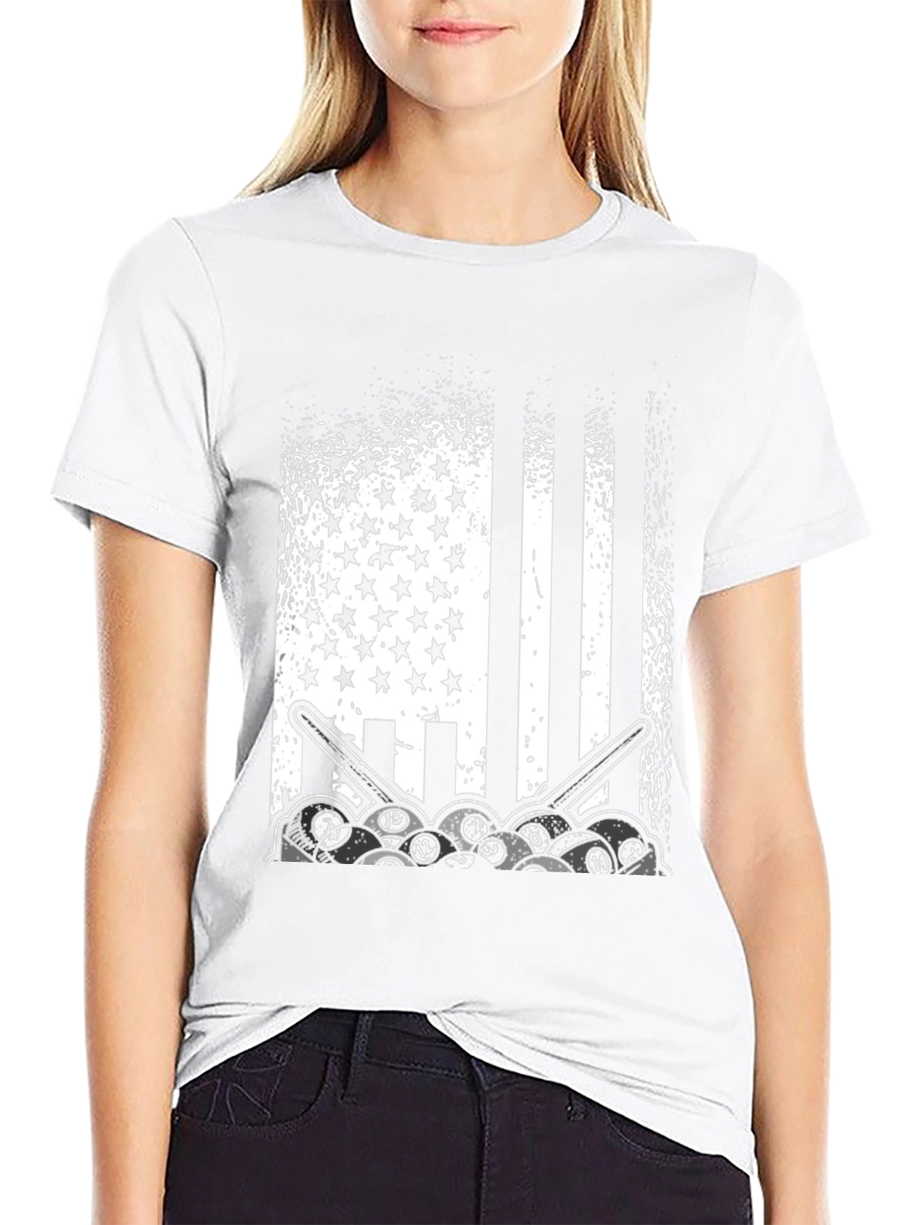 Patriotic Billiards T-Shirt - Stars Stripes and Pool Balls