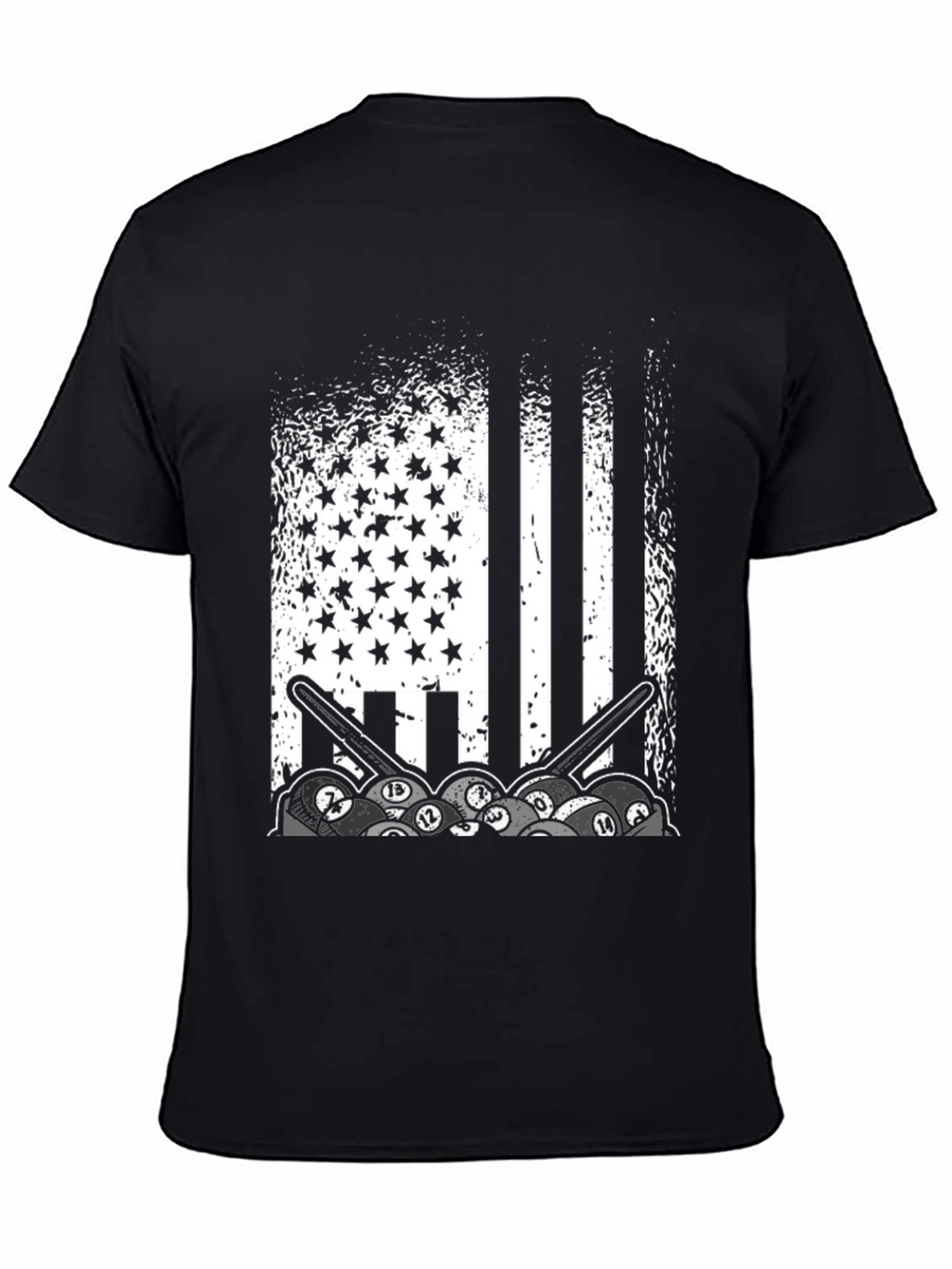 Patriotic Billiards T-Shirt - Stars Stripes and Pool Balls