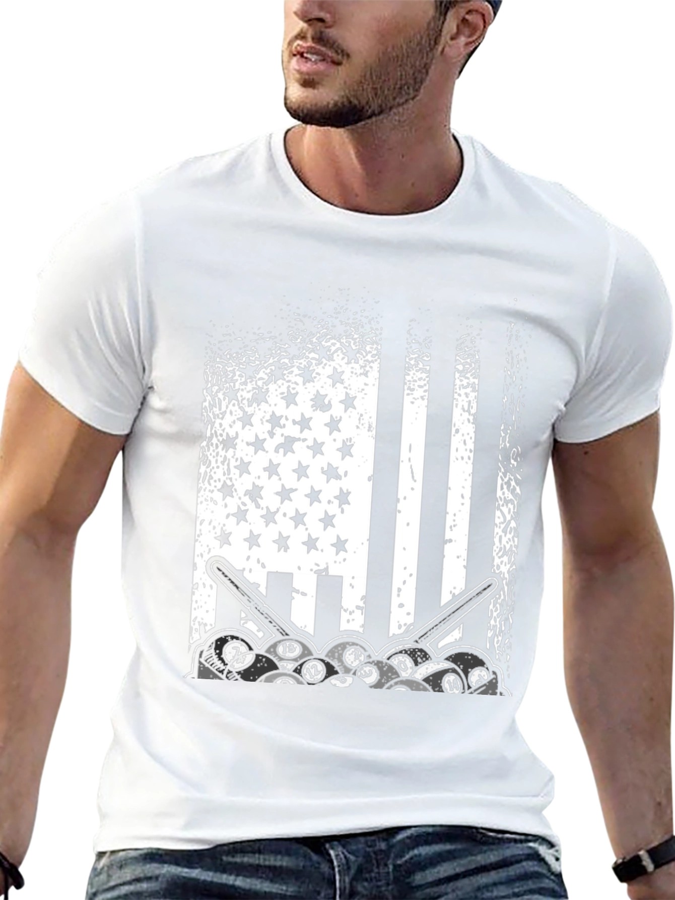 Patriotic Billiards T-Shirt - Stars Stripes and Pool Balls