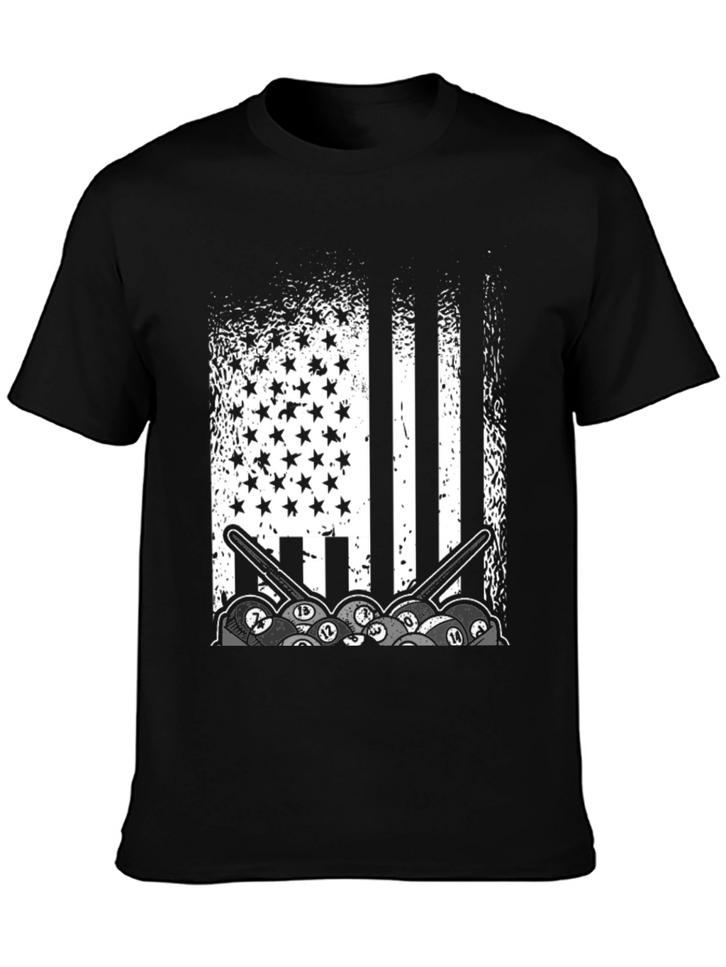 Patriotic Billiards T-Shirt - Stars Stripes and Pool Balls