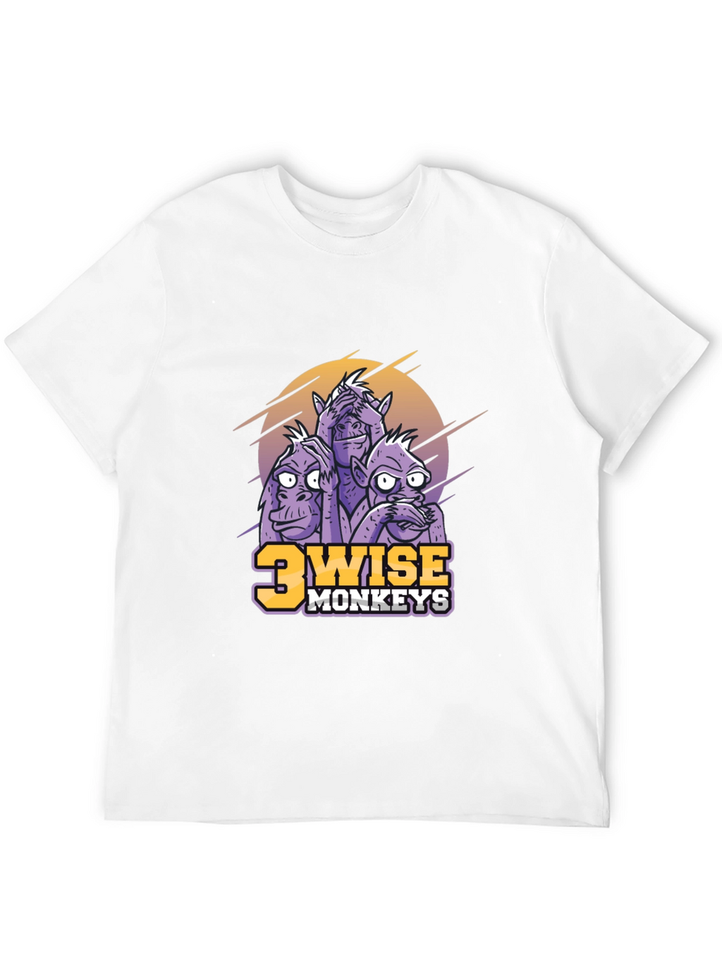 3 Wise Monkeys Graphic Print Black T-Shirt