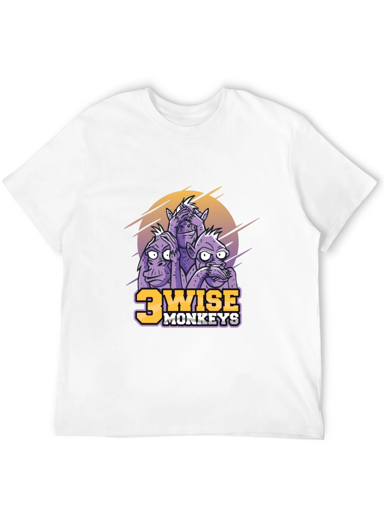 3 Wise Monkeys Graphic Print Black T-Shirt