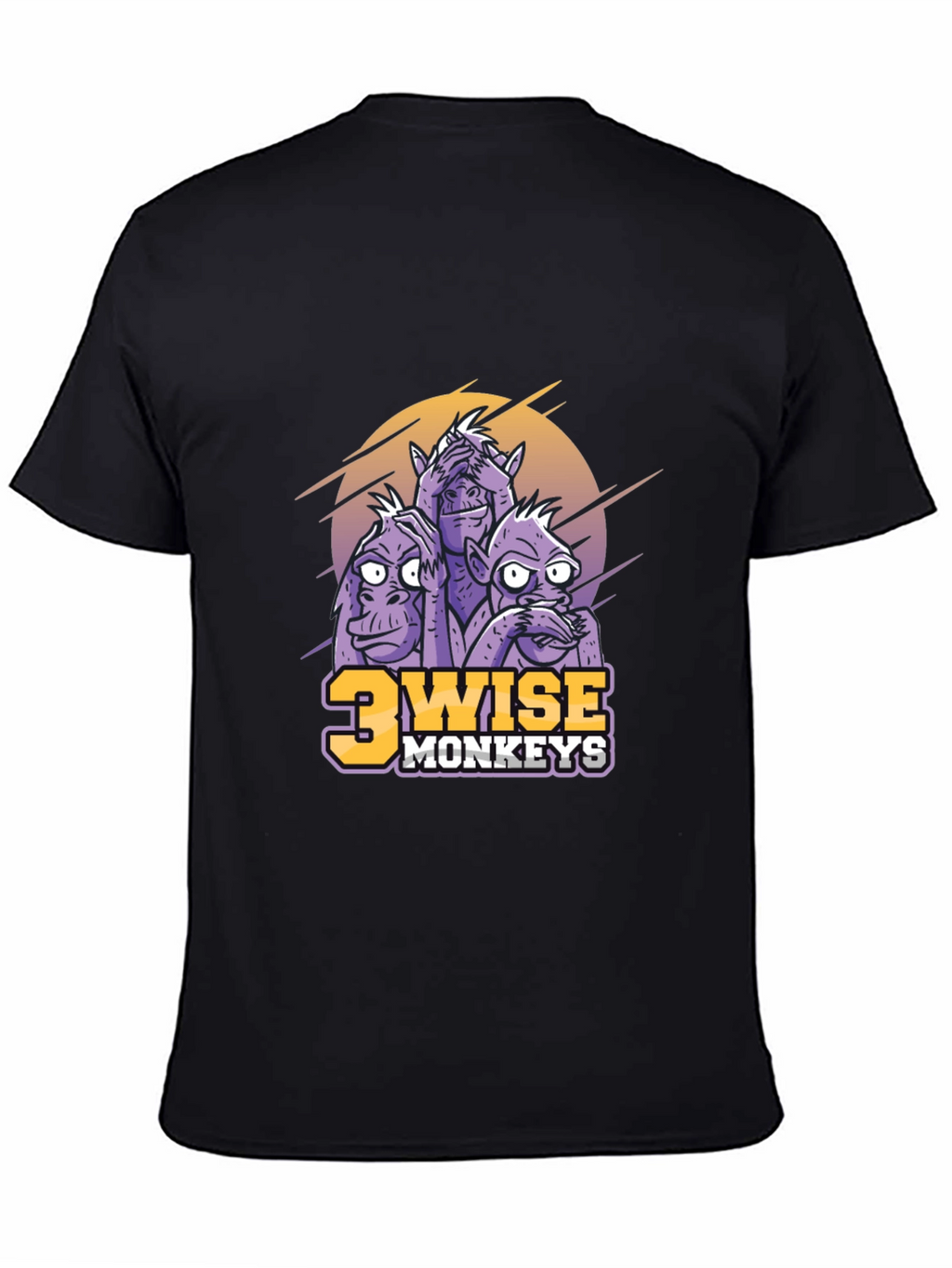 3 Wise Monkeys Graphic Print Black T-Shirt