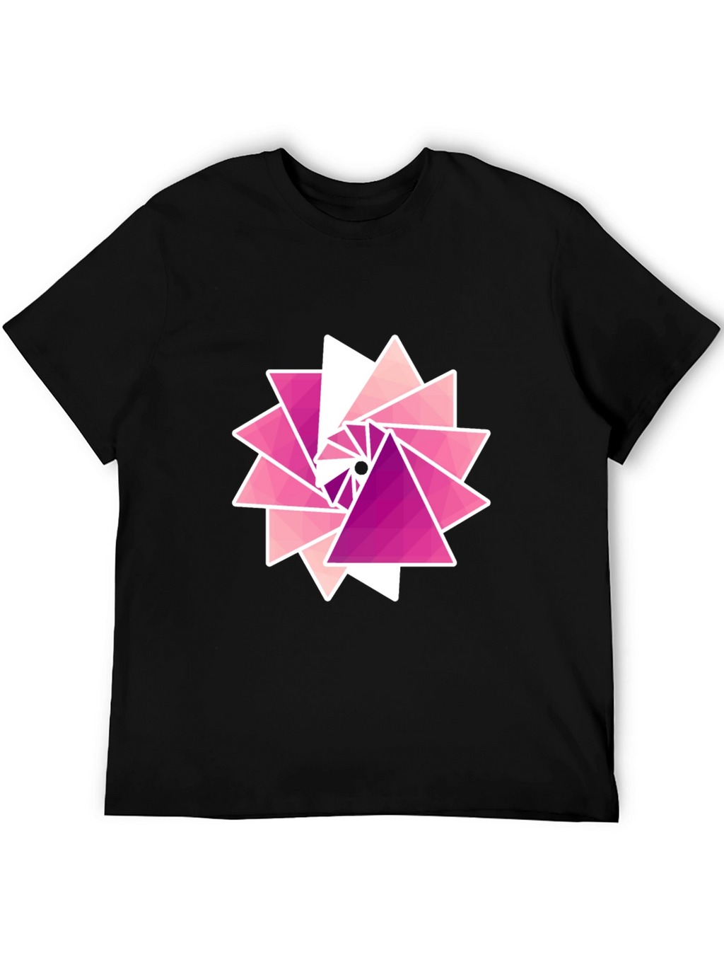 Geometric Triangle Burst Graphic Tee - Black