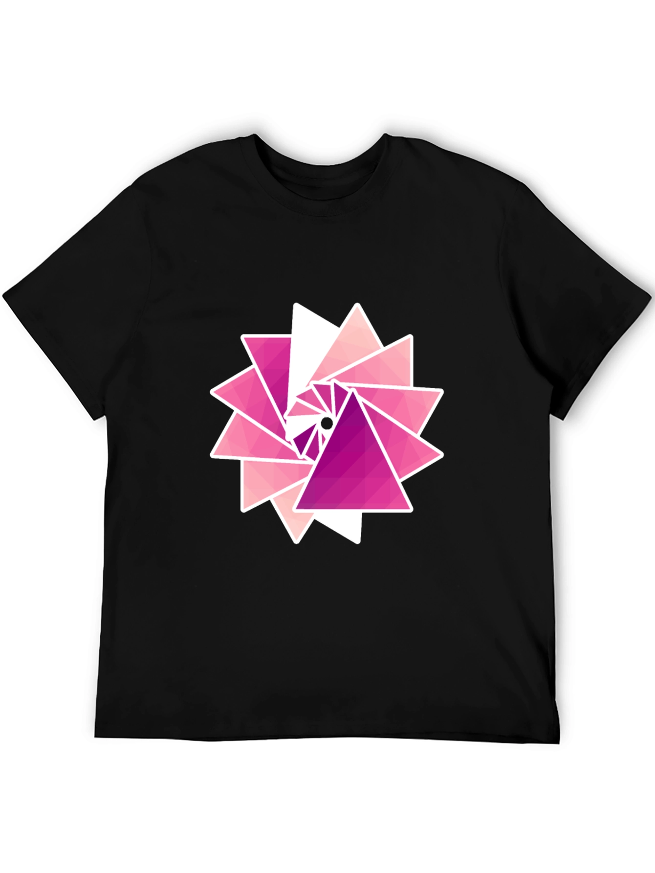 Geometric Triangle Burst Graphic Tee - Black