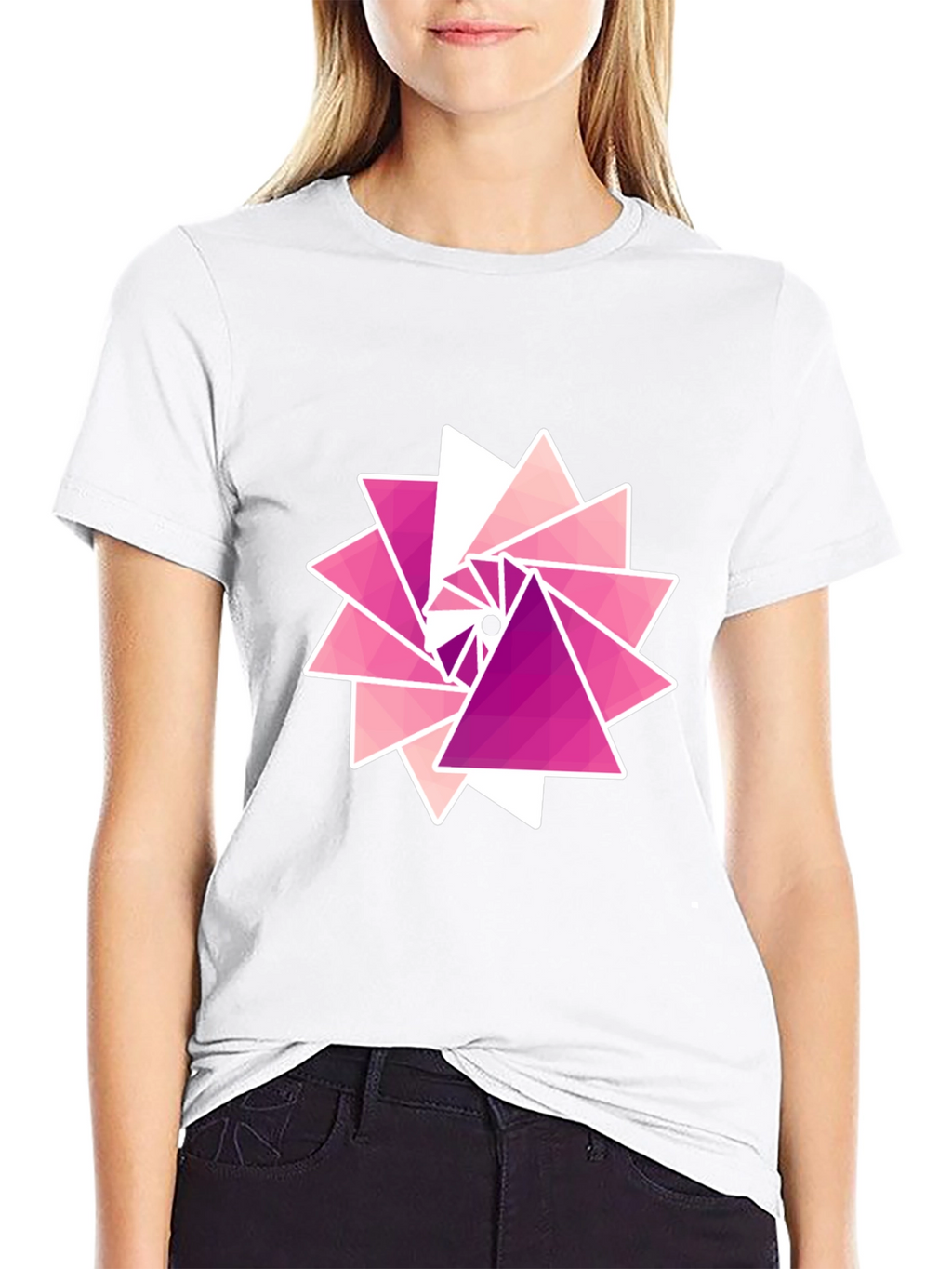 Geometric Triangle Burst Graphic Tee - Black