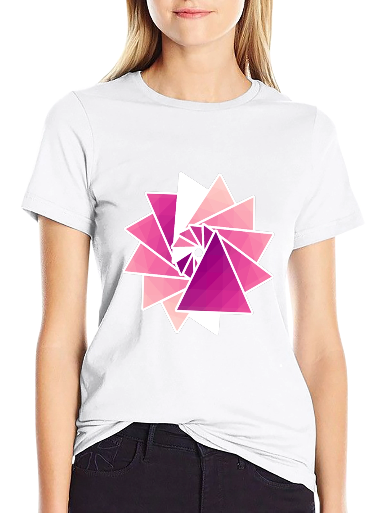 Geometric Triangle Burst Graphic Tee - Black