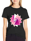 Geometric Triangle Burst Graphic Tee - Black