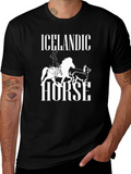 Icelandic Horse Graphic Tee - Unisex Black T-Shirt