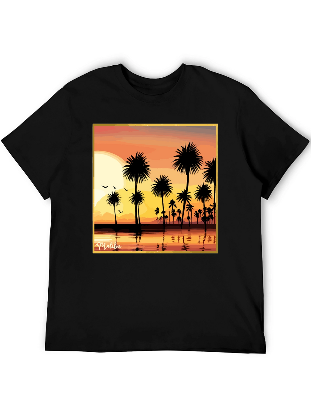 Malibu Sunset T-Shirt - Palm Tree Design