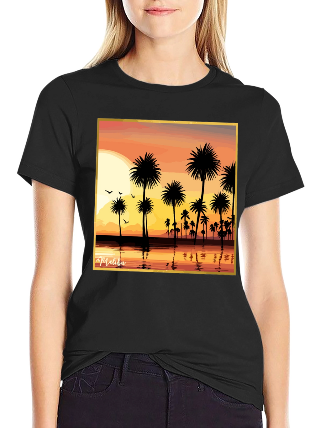Malibu Sunset T-Shirt - Palm Tree Design