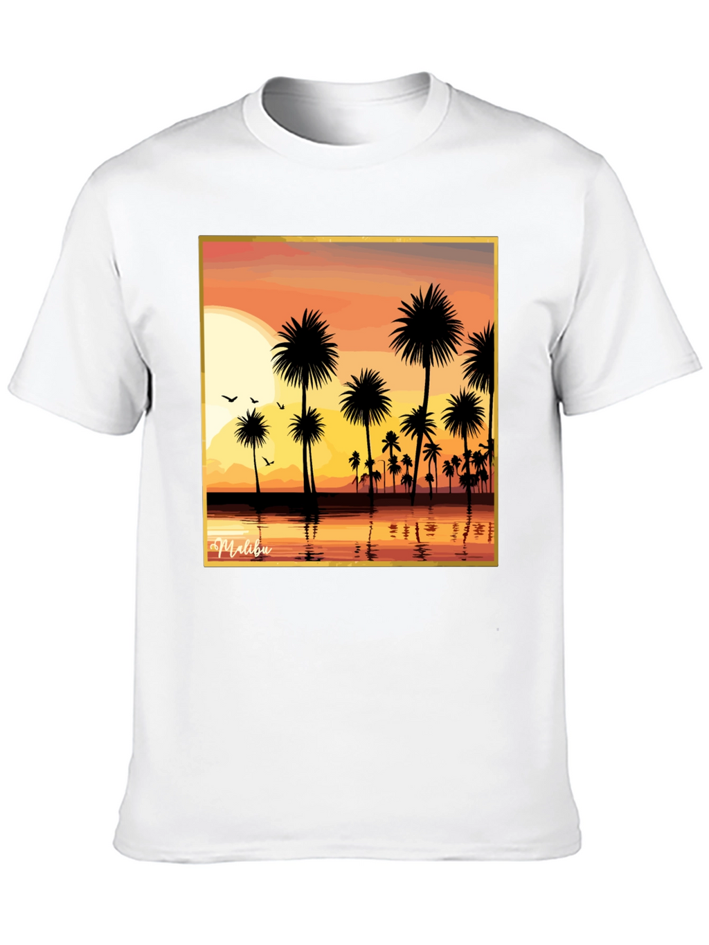 Malibu Sunset T-Shirt - Palm Tree Design