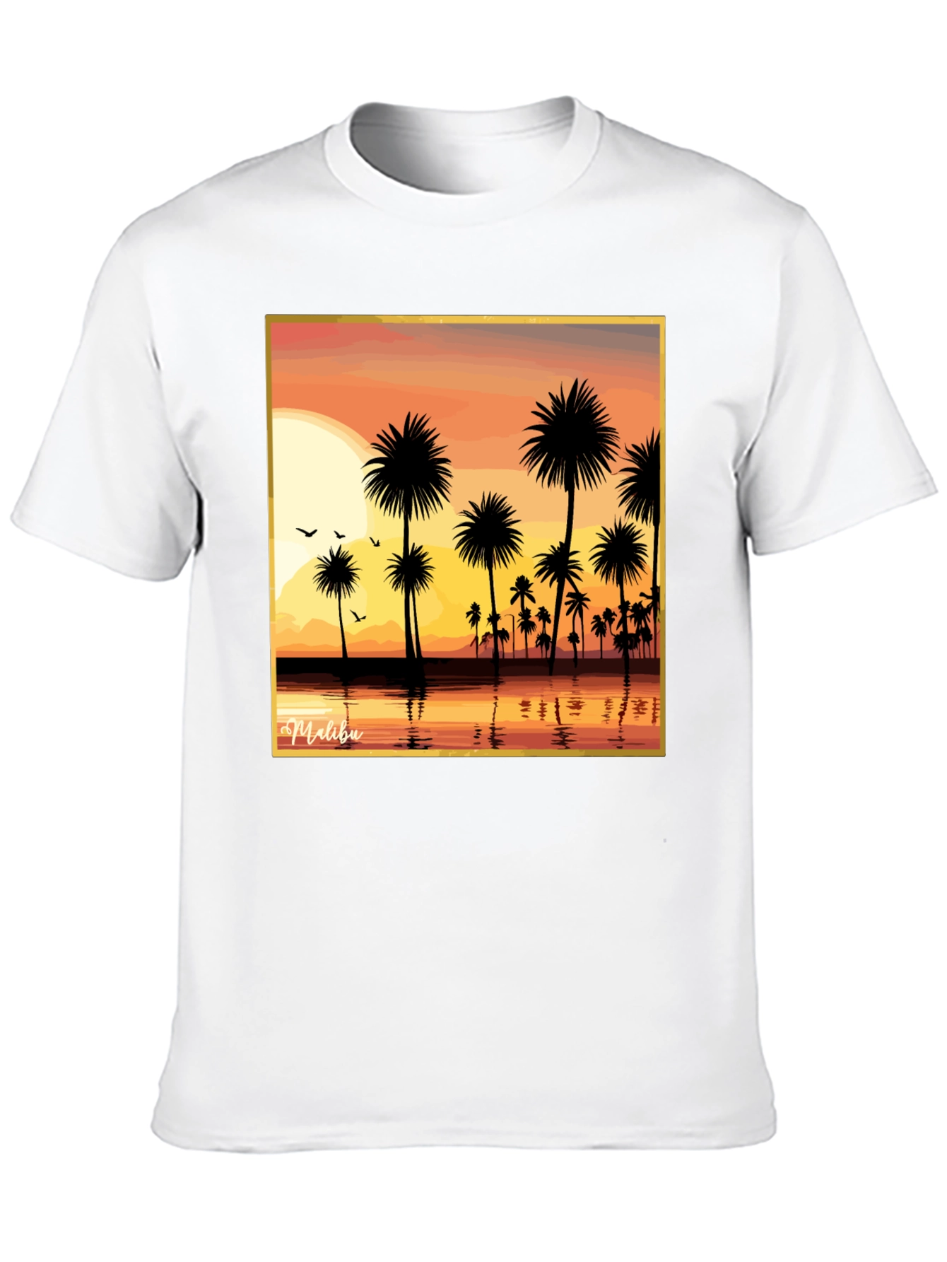 Malibu Sunset T-Shirt - Palm Tree Design