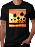 Malibu Sunset T-Shirt - Palm Tree Design