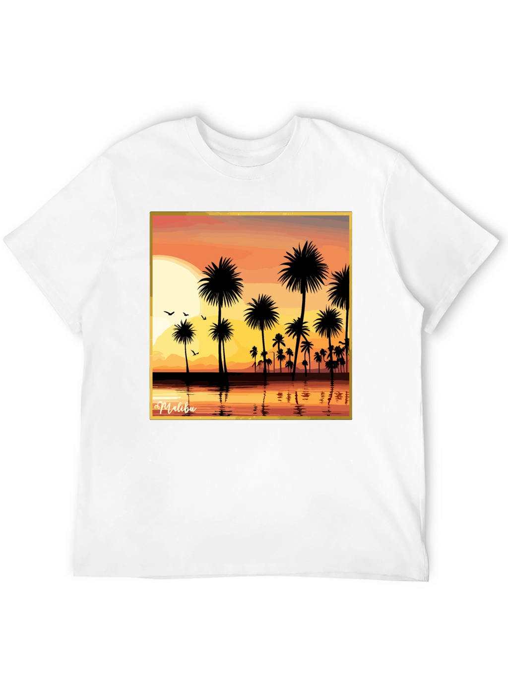 Malibu Sunset T-Shirt - Palm Tree Design