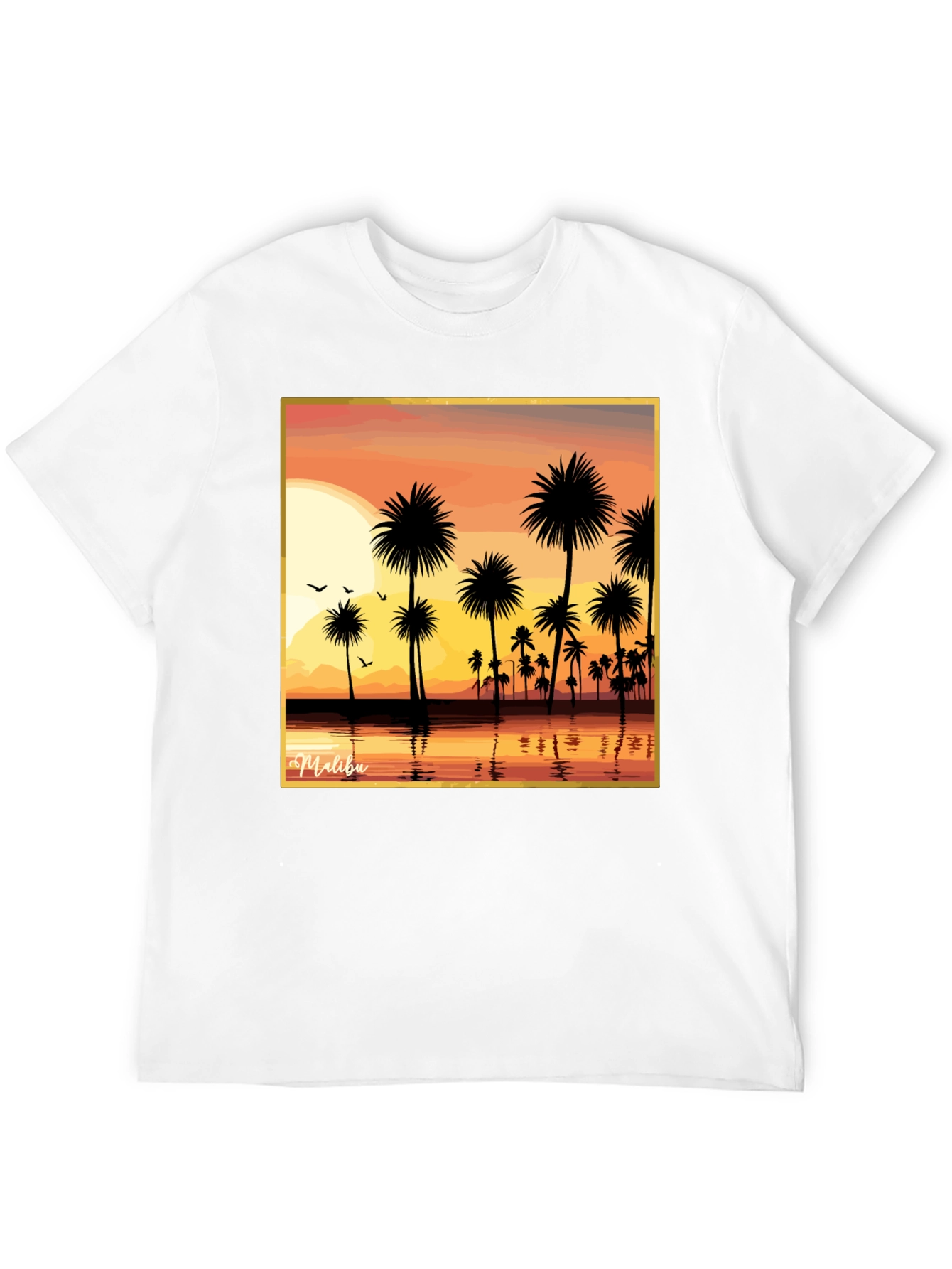 Malibu Sunset T-Shirt - Palm Tree Design
