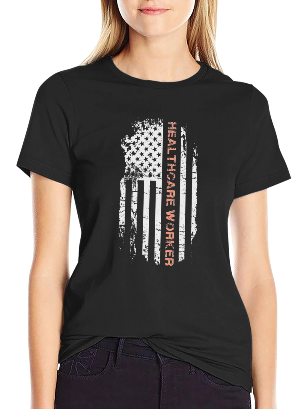 Healthcare Worker American Flag Graphic Tee