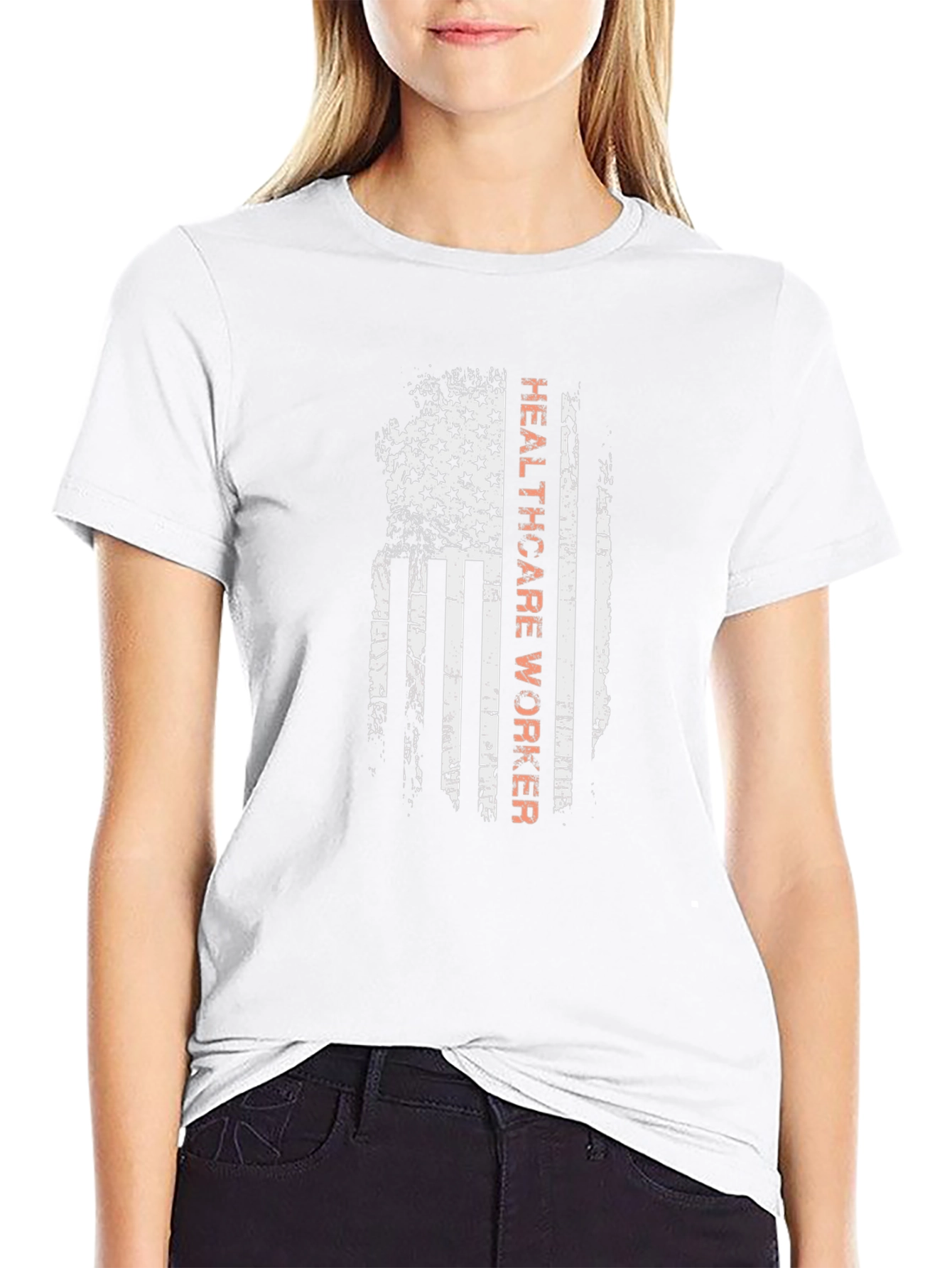 Healthcare Worker American Flag Graphic Tee