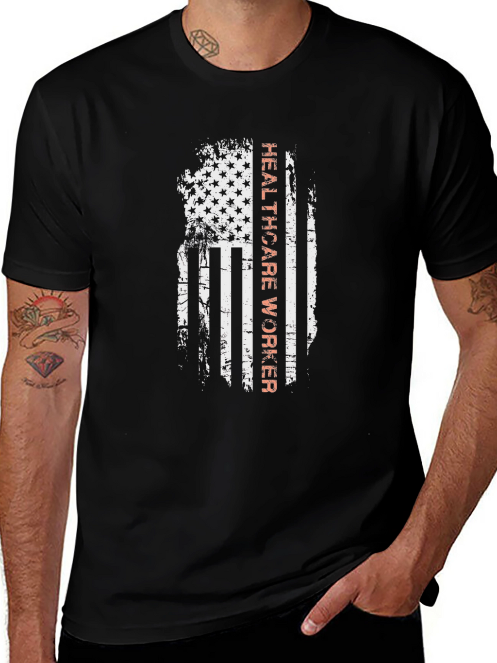 Healthcare Worker American Flag Graphic Tee
