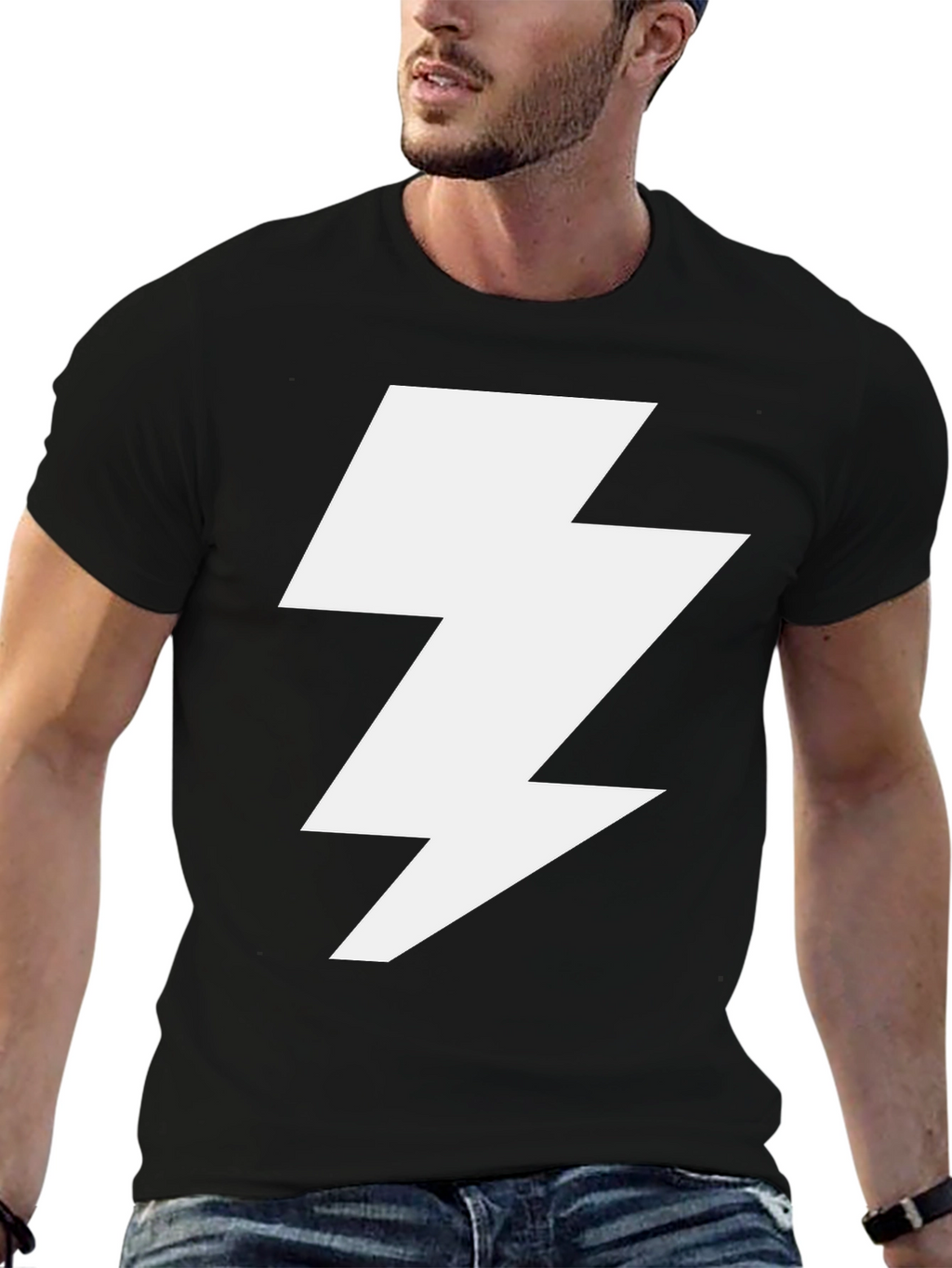 Lightning Bolt Graphic Tee - Bold Black T-Shirt