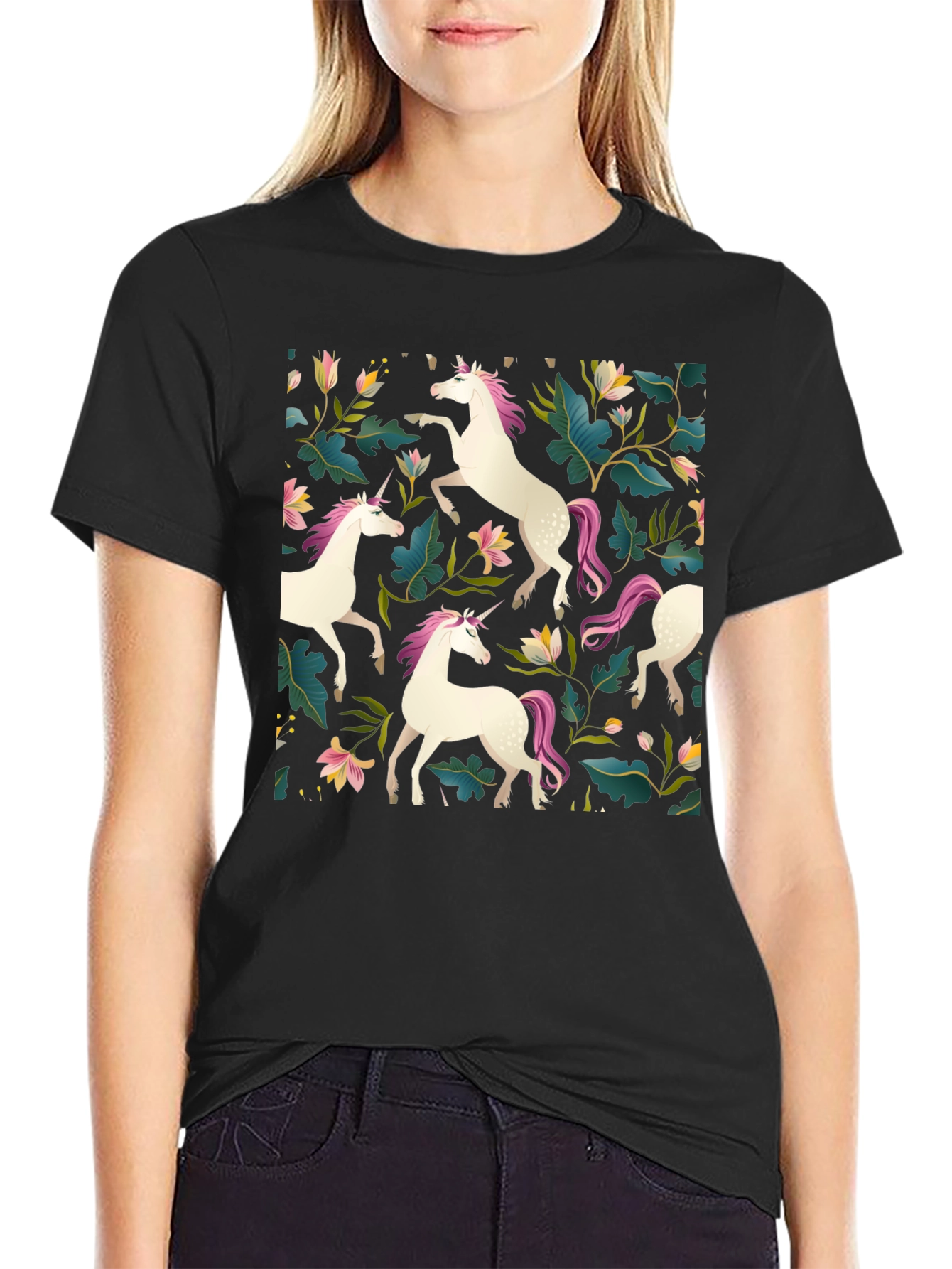 Unicorn Floral T-Shirt - Stylish Graphic Tee