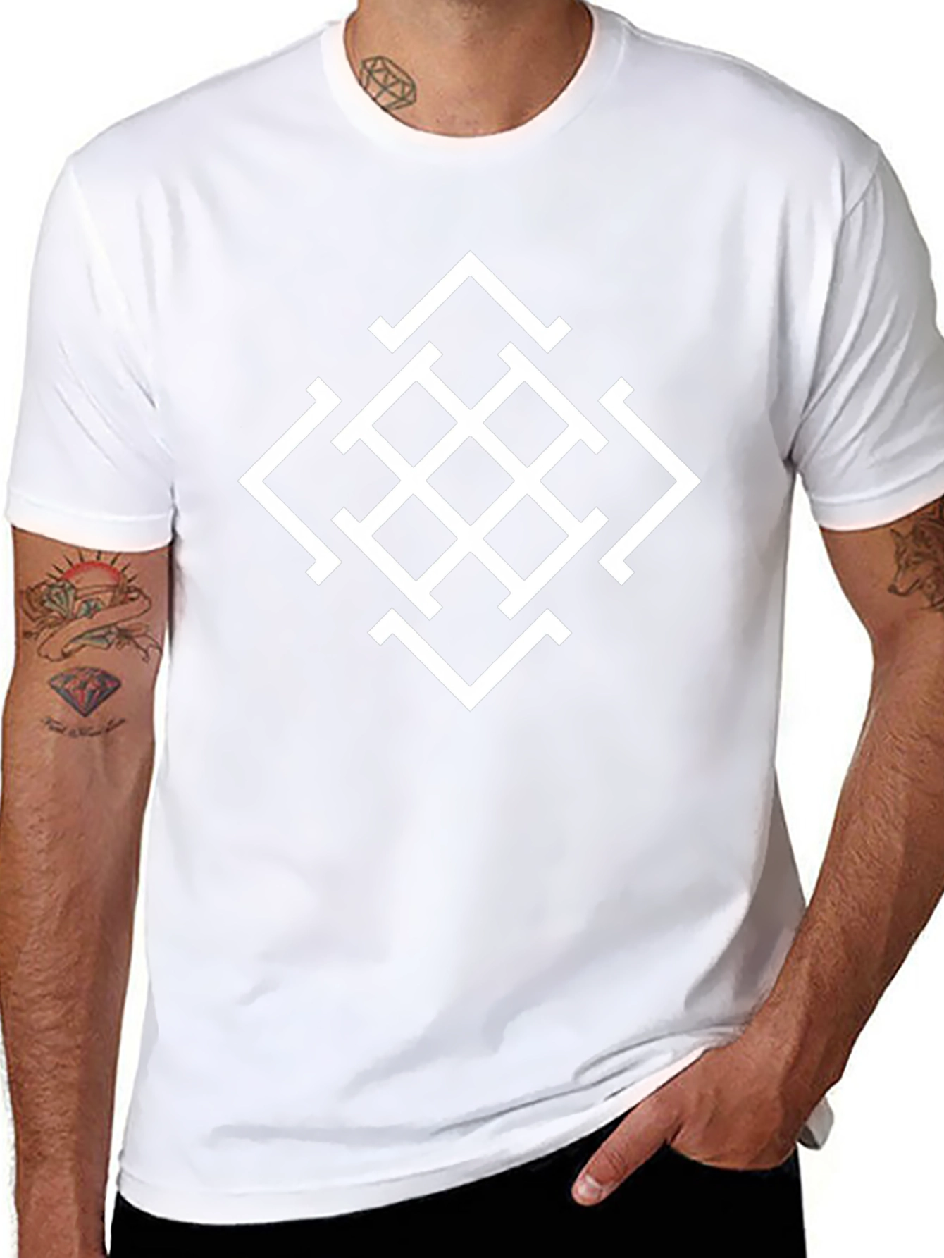 Geometric Pattern Black Tee