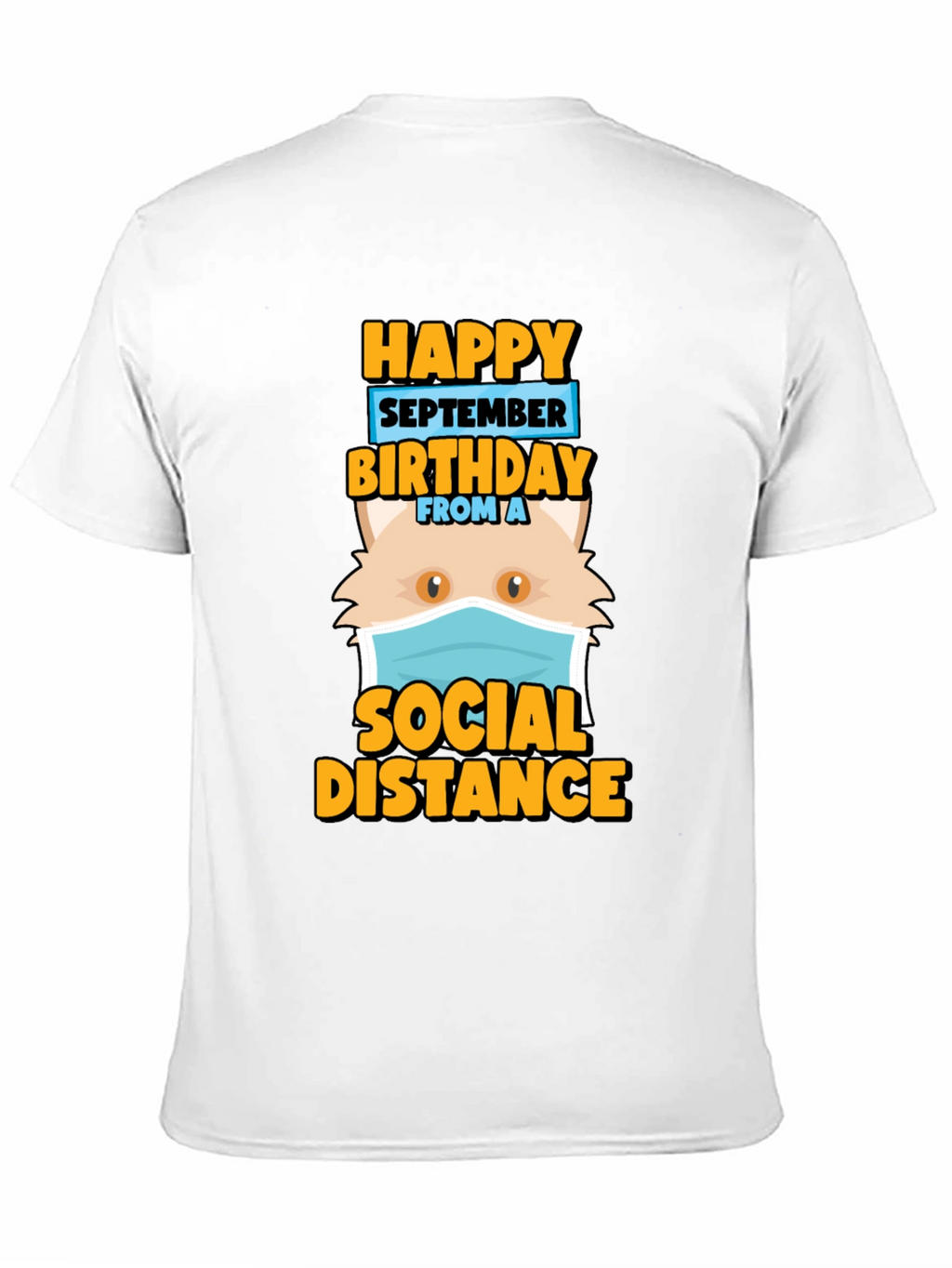 Funny September Birthday Cat Social Distance T-Shirt
