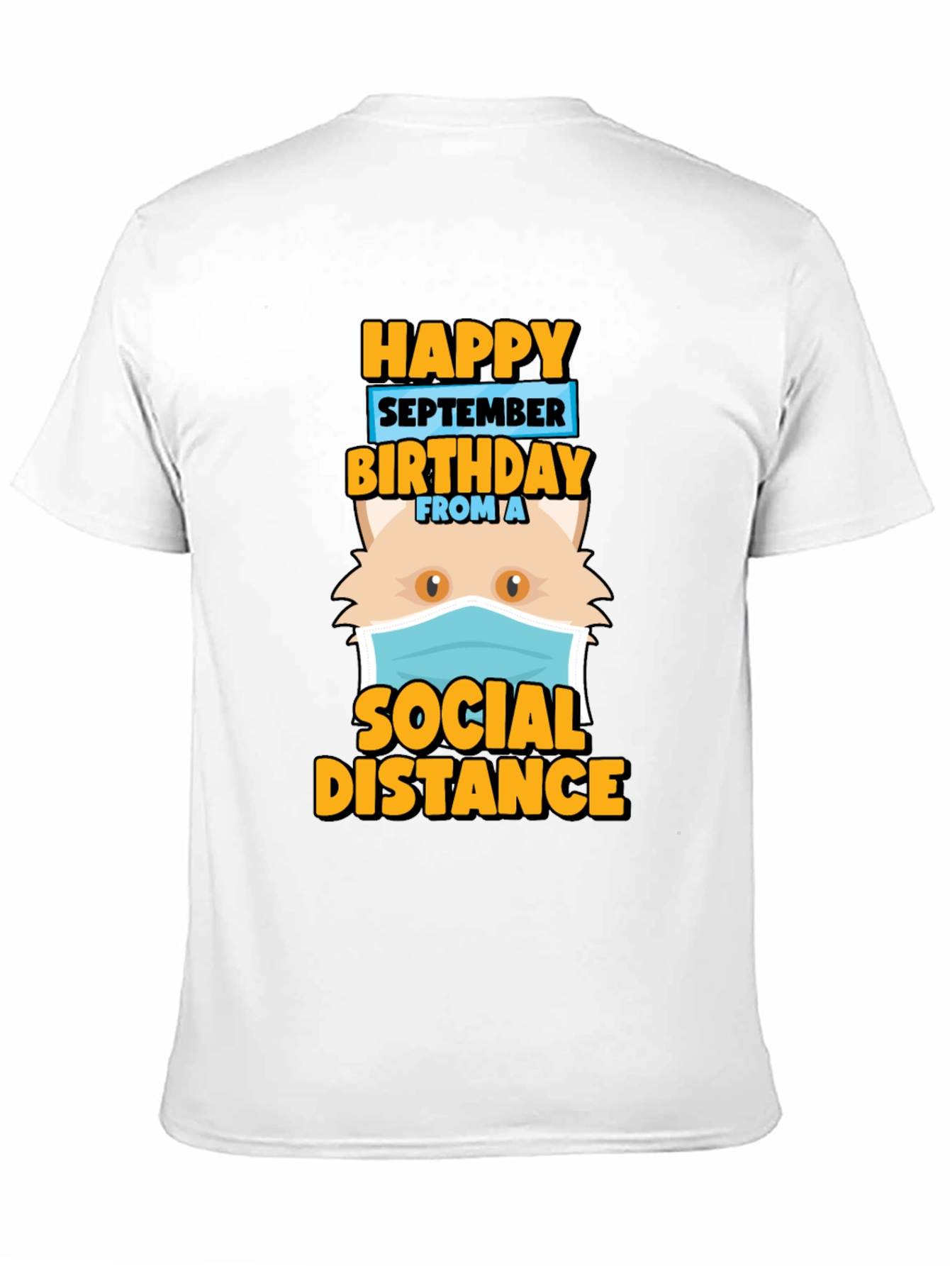 Funny September Birthday Cat Social Distance T-Shirt