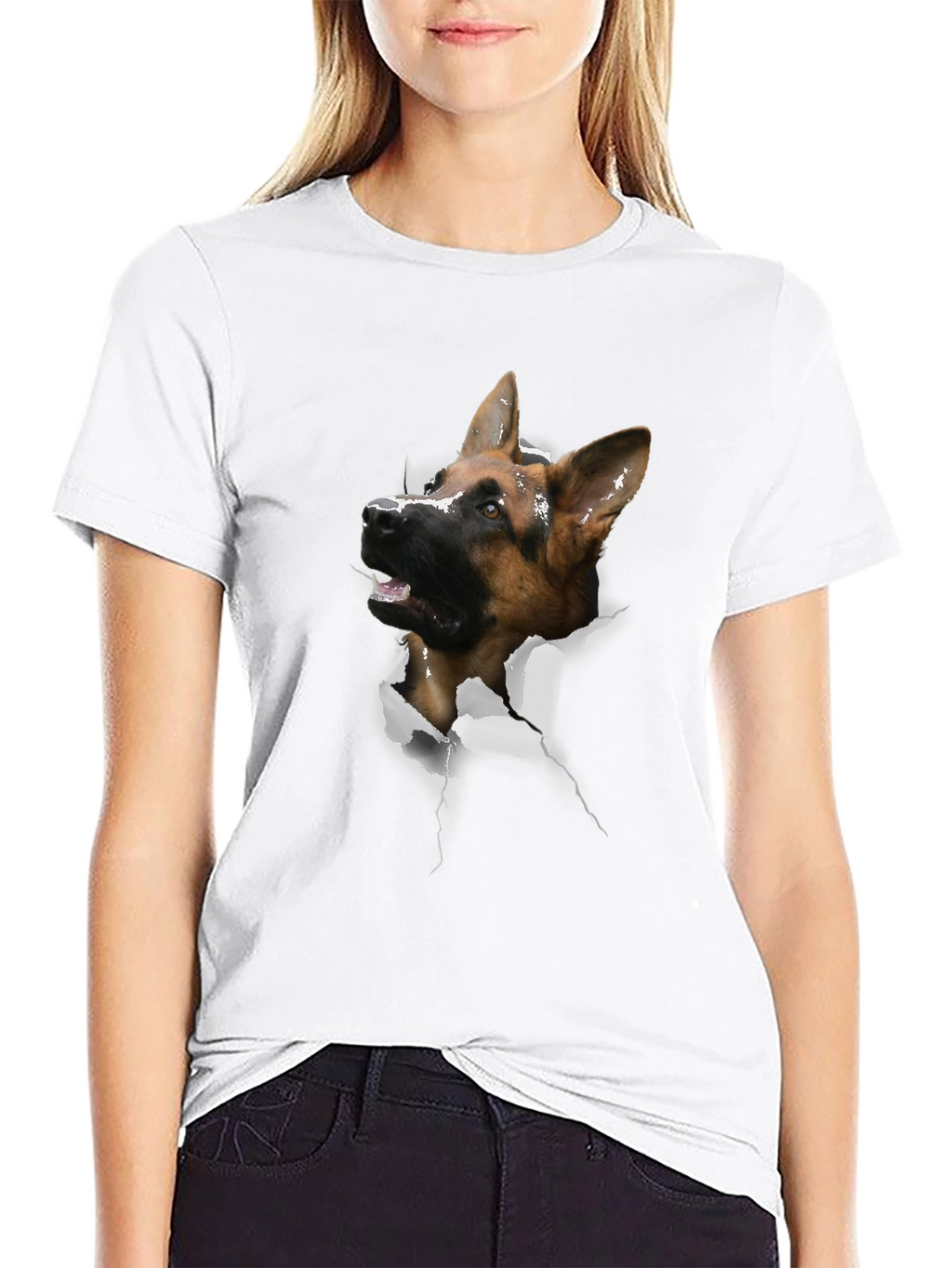German Shepherd Dog Rip Tee - Novelty Graphic T-Shirt