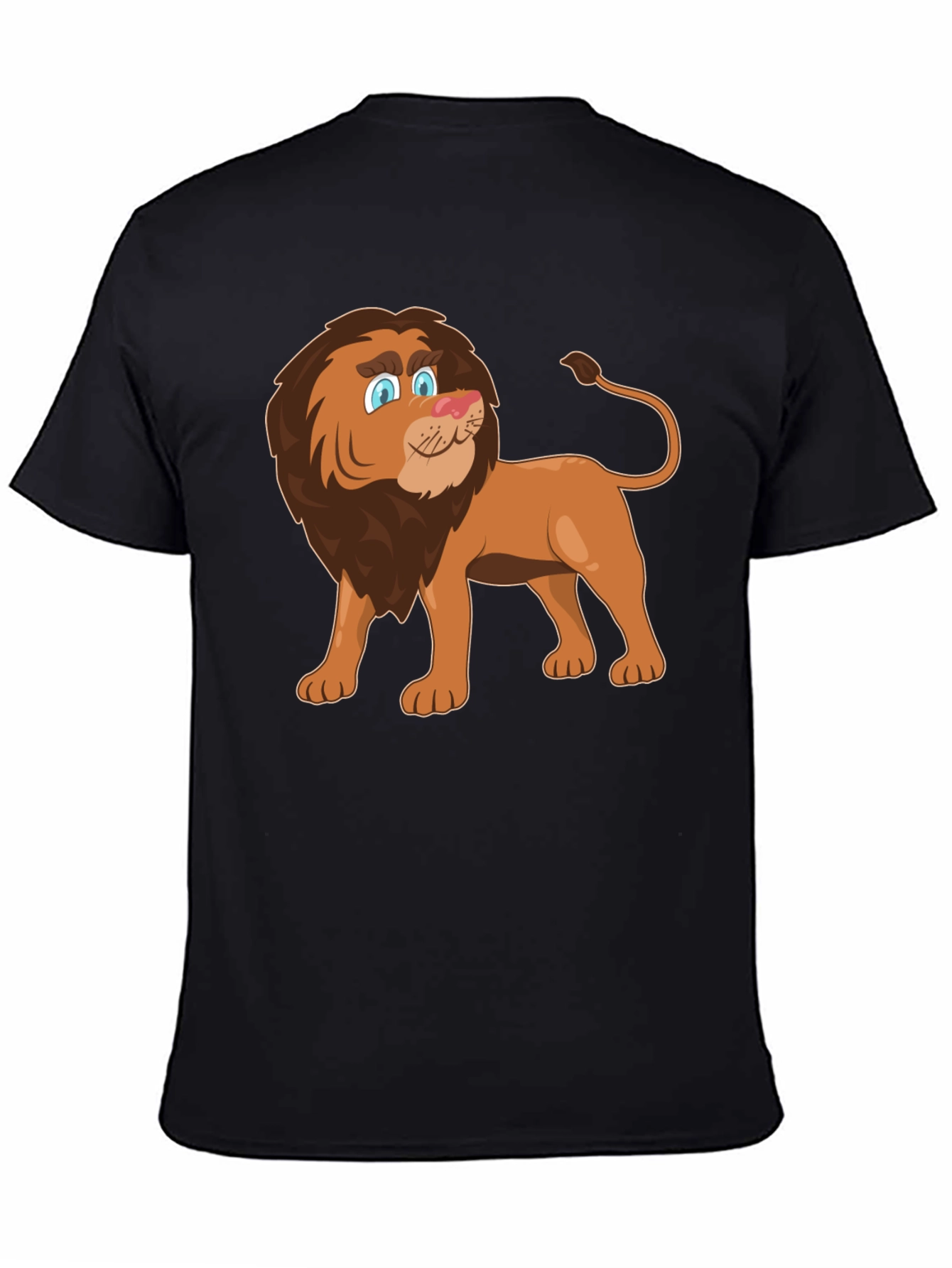 Lion Cartoon Graphic Tee - Black