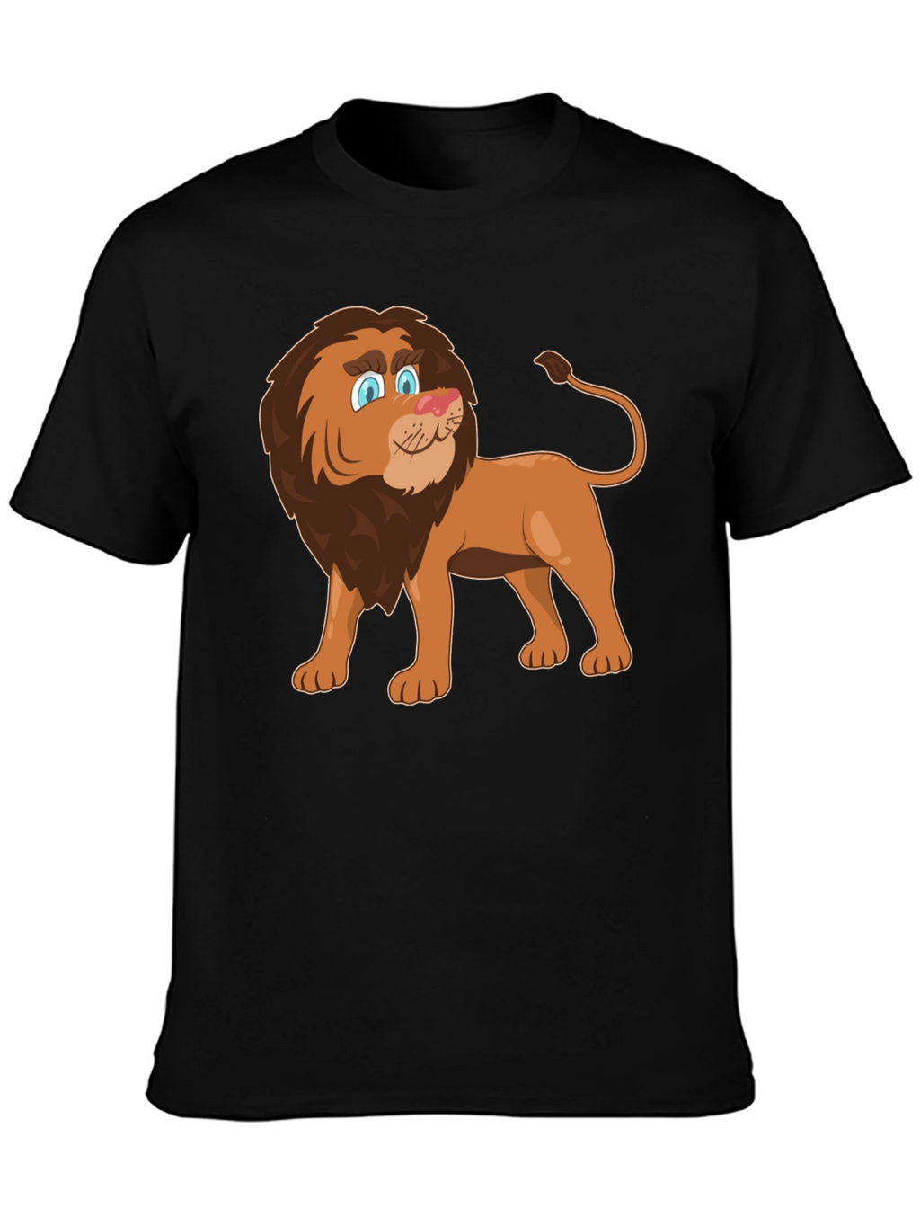 Lion Cartoon Graphic Tee - Black
