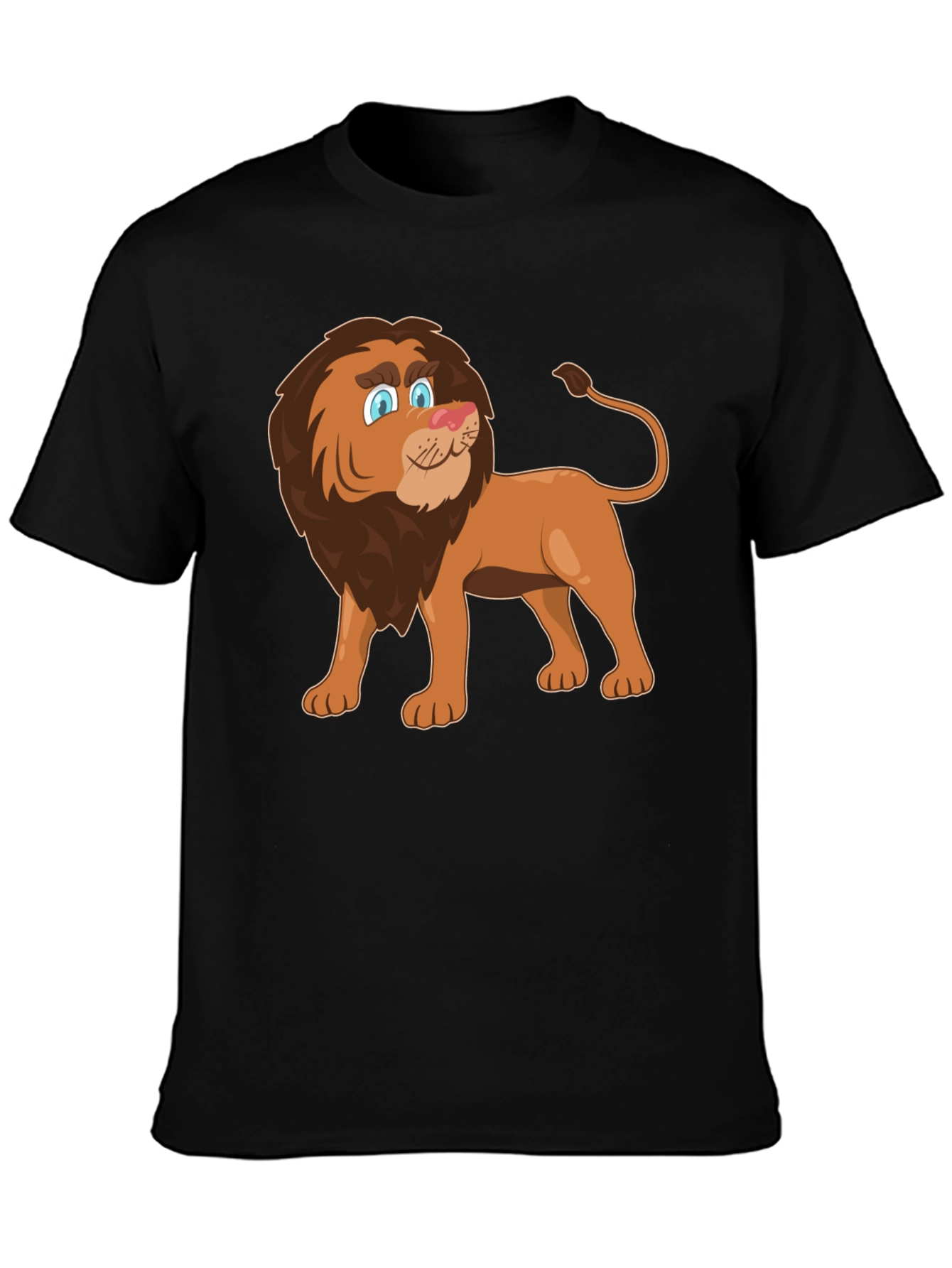 Lion Cartoon Graphic Tee - Black