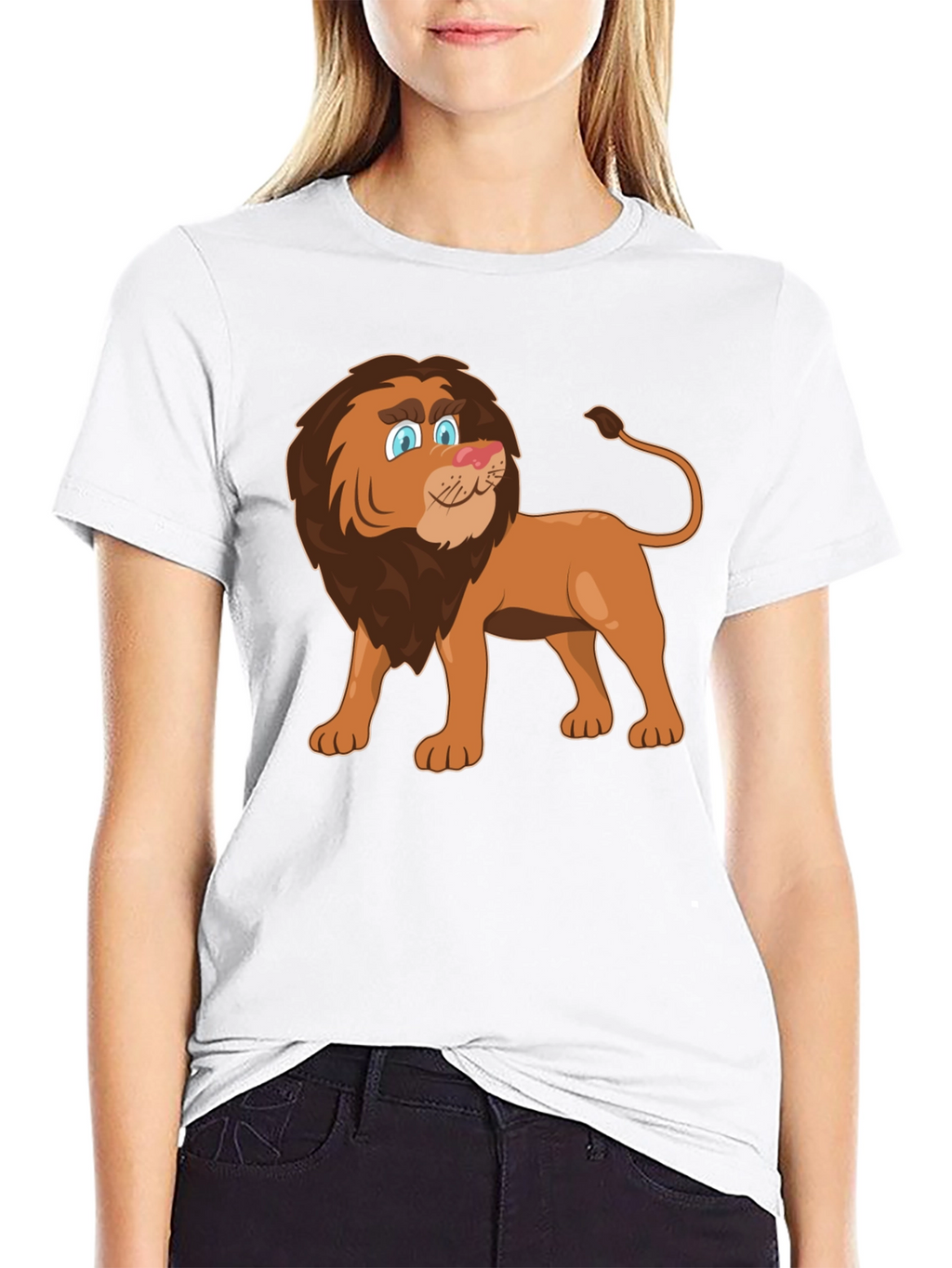 Lion Cartoon Graphic Tee - Black