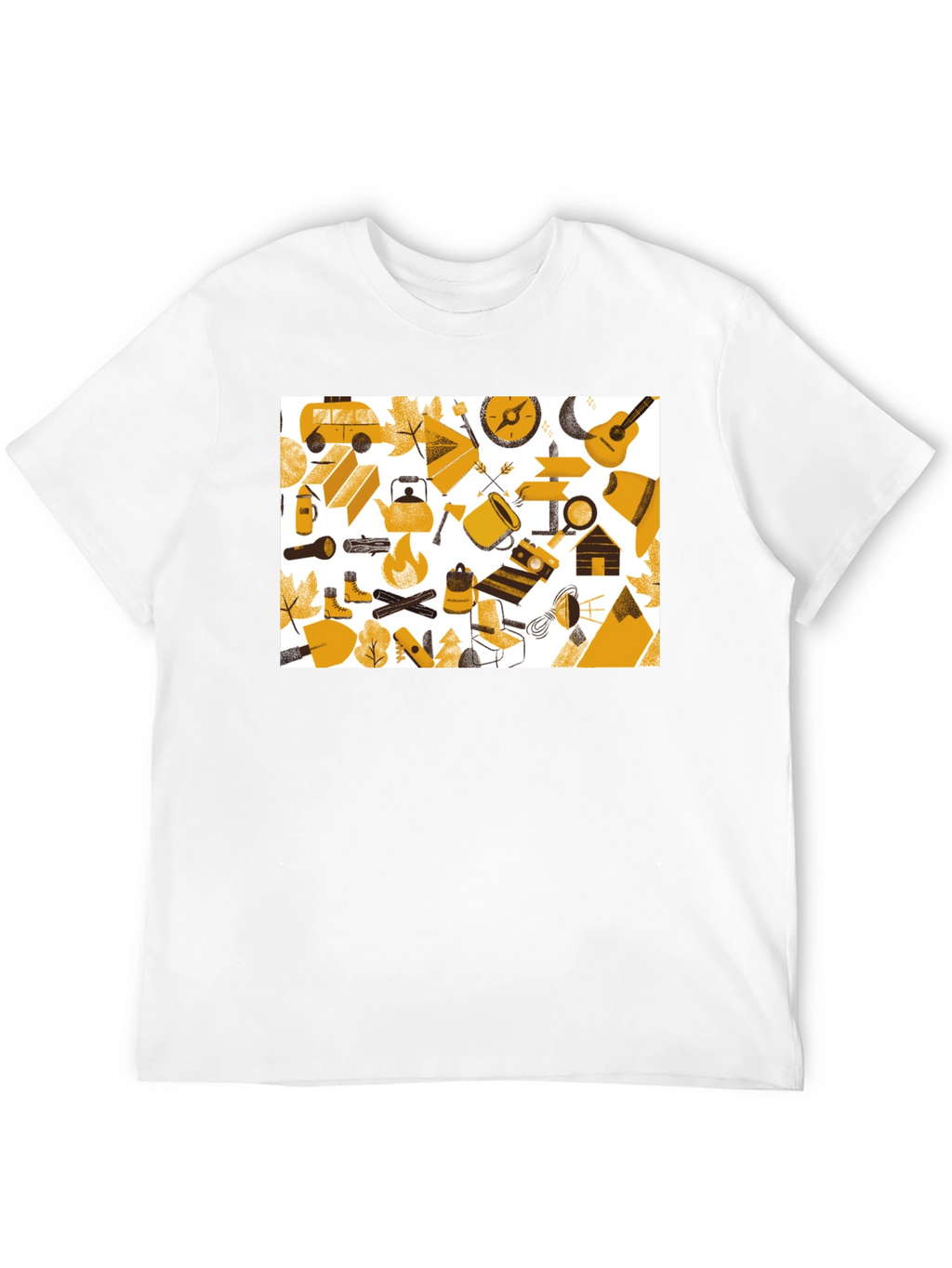 Camping Adventure Graphic Tee - Black Cotton Shirt