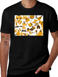 Camping Adventure Graphic Tee - Black Cotton Shirt