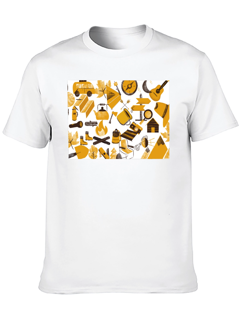 Camping Adventure Graphic Tee - Black Cotton Shirt